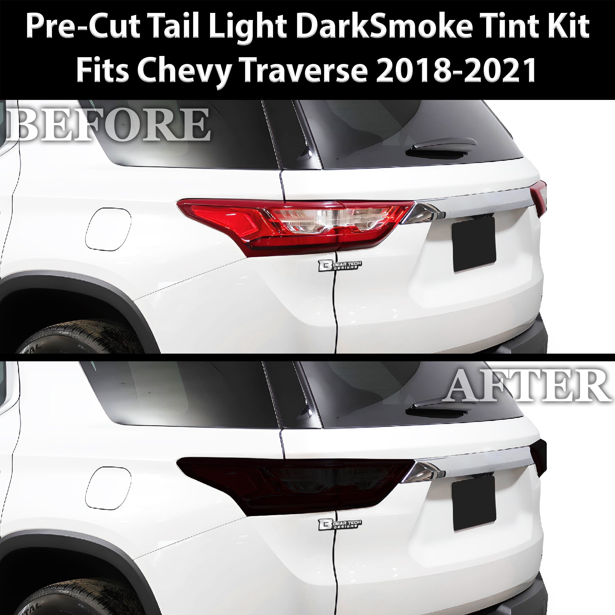 Full Headlight Taillight Precut Smoked PPF Tint Kit Film Overlay Fits Chevy Traverse 2018-2021