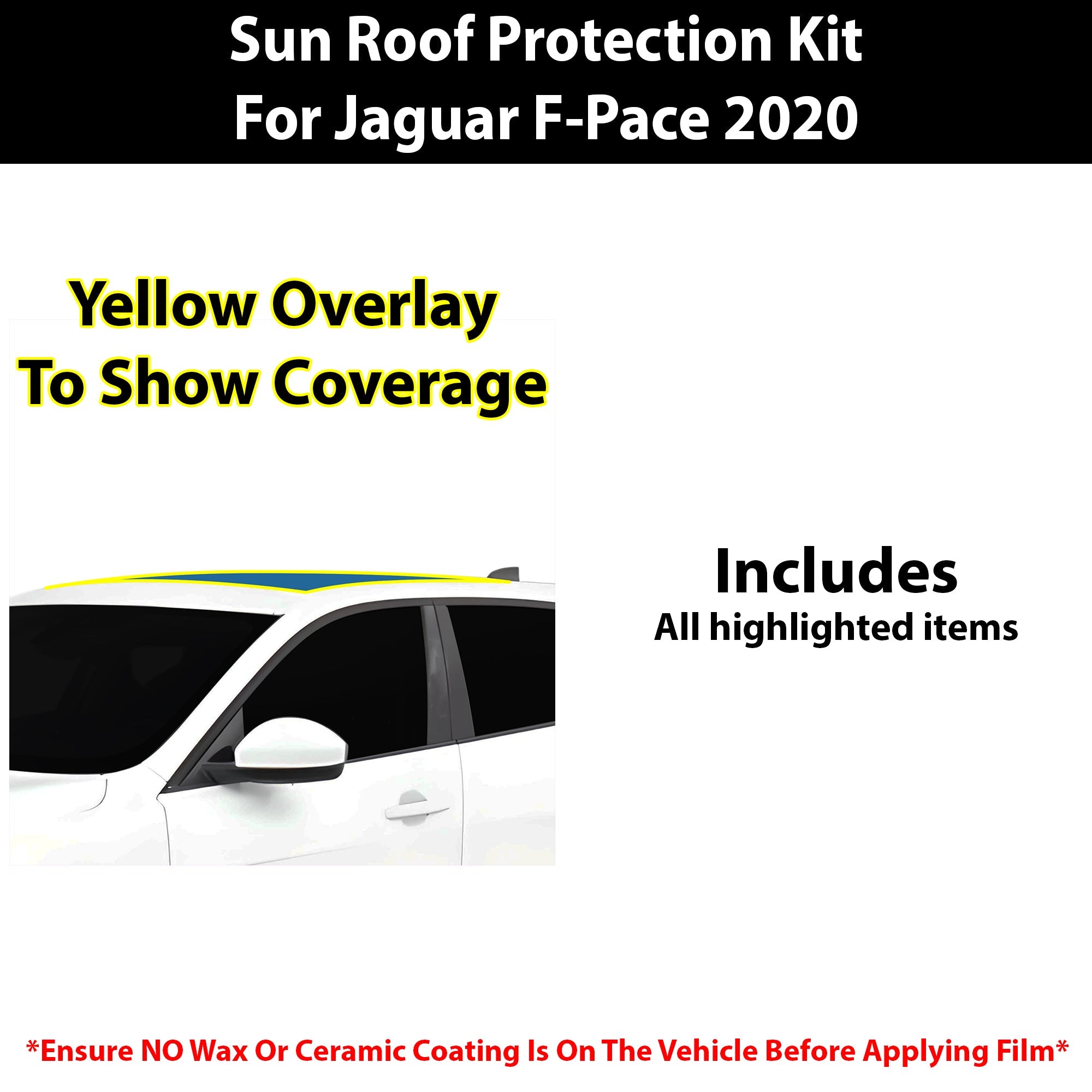 Fits Jaguar F-Pace 2020+ Precut Premium Sunroof Panoramic Roof Protection Film Clear Bra Decal Film Kit Cover - 0