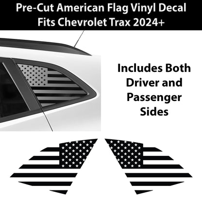 Fits Chevrolet Trax 2024-2025 Quarter Window American Flag Vinyl Decal Stickers