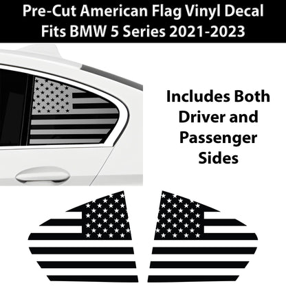 Fits BMW 5 Series 2021-2025Quarter Window American Flag Vinyl Decal Stickers