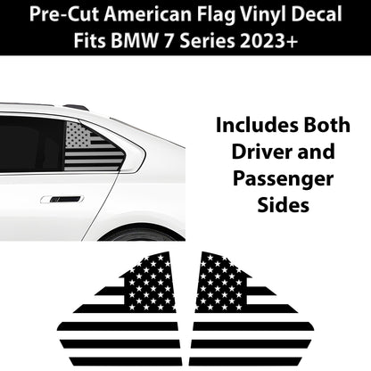 Fits BMW 7 Series 2023-2025 Quarter Window American Flag Vinyl Decal Stickers