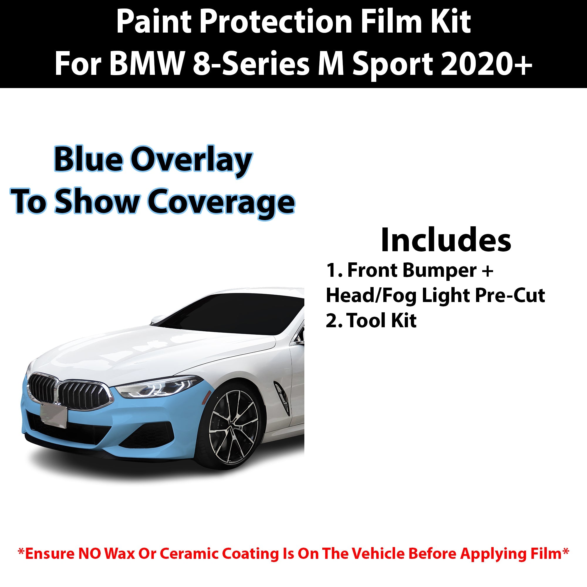 Fits BMW 8 Series 2020+ Precut Premium Paint Protection Film Clear Bra PPF Decal Film Kit - 0