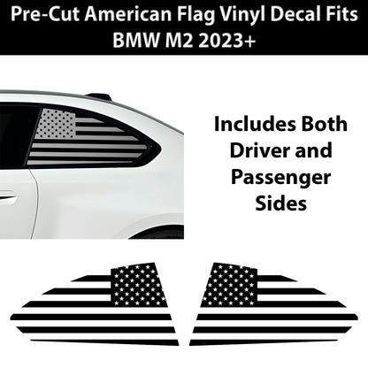 Fits BMW M2 2023-2025 Quarter Window American Flag Vinyl Decal Stickers