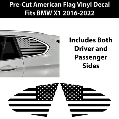 Fits BMW X1 2016-2022Quarter Window American Flag Vinyl Decal Stickers