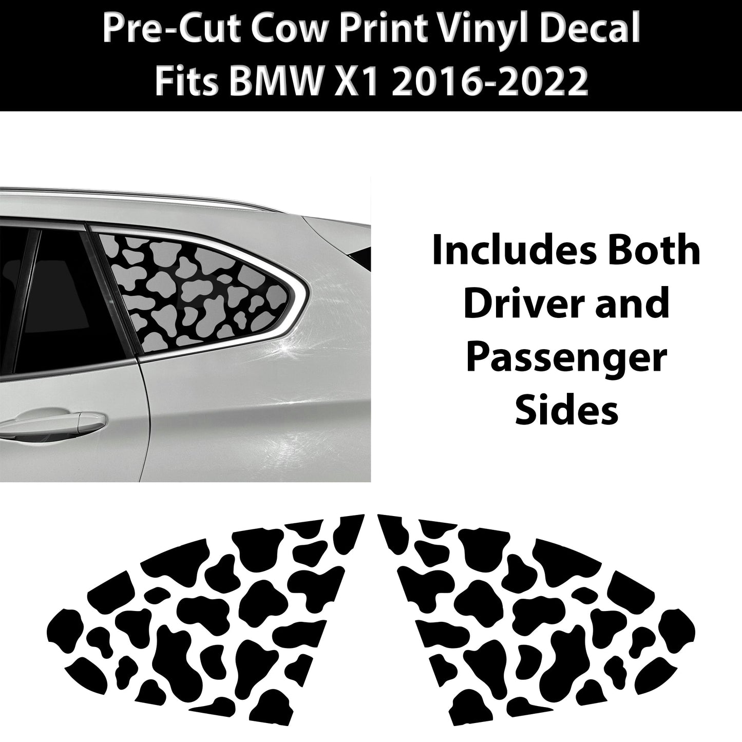 Fits BMW X1 2016-2022 Animal Leopard Cheetah Cow Window Vinyl Decal Stickers