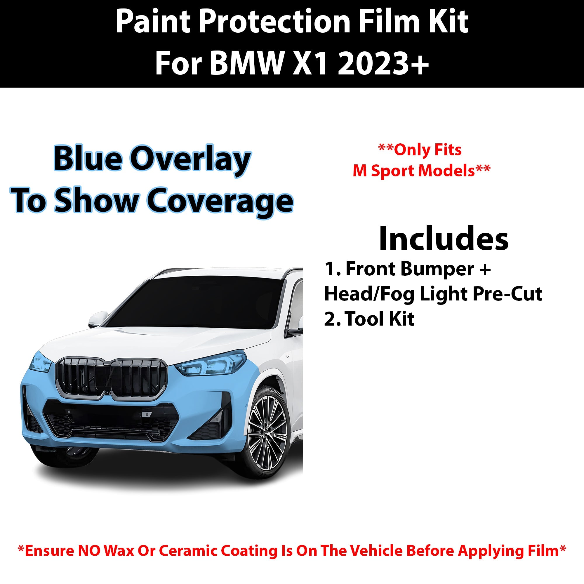 Fits BMW X1 xDrive28i 2023+ Precut Premium Paint Protection Film Clear Bra PPF Decal Film Kit Cover