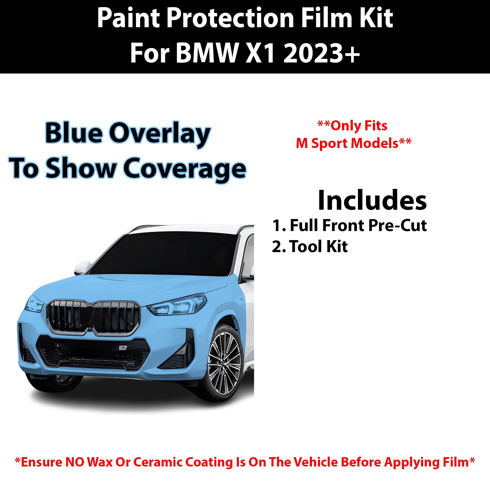 Fits BMW X1 xDrive28i 2023+ Precut Premium Paint Protection Film Clear Bra PPF Decal Film Kit Cover