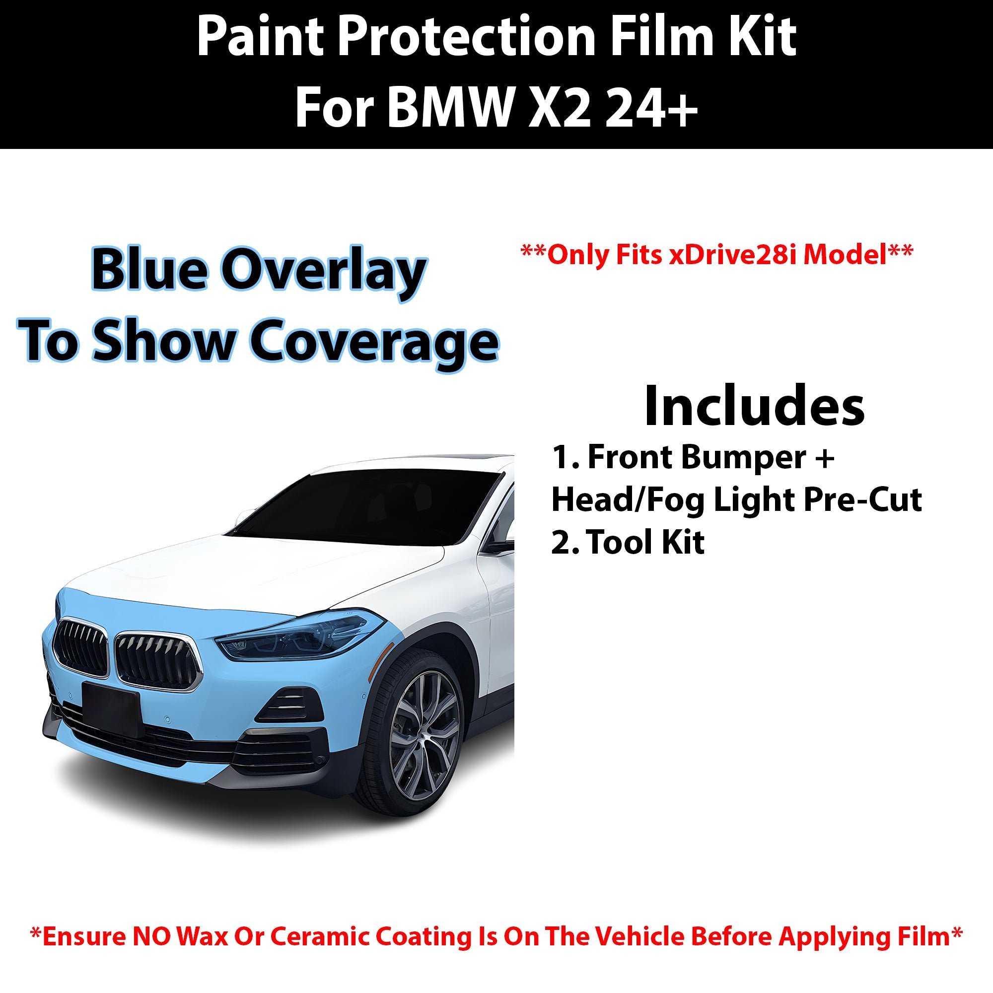 Fits BMW X2 2024+ Precut Premium Paint Protection Film Clear Bra PPF Decal Film Kit Cover