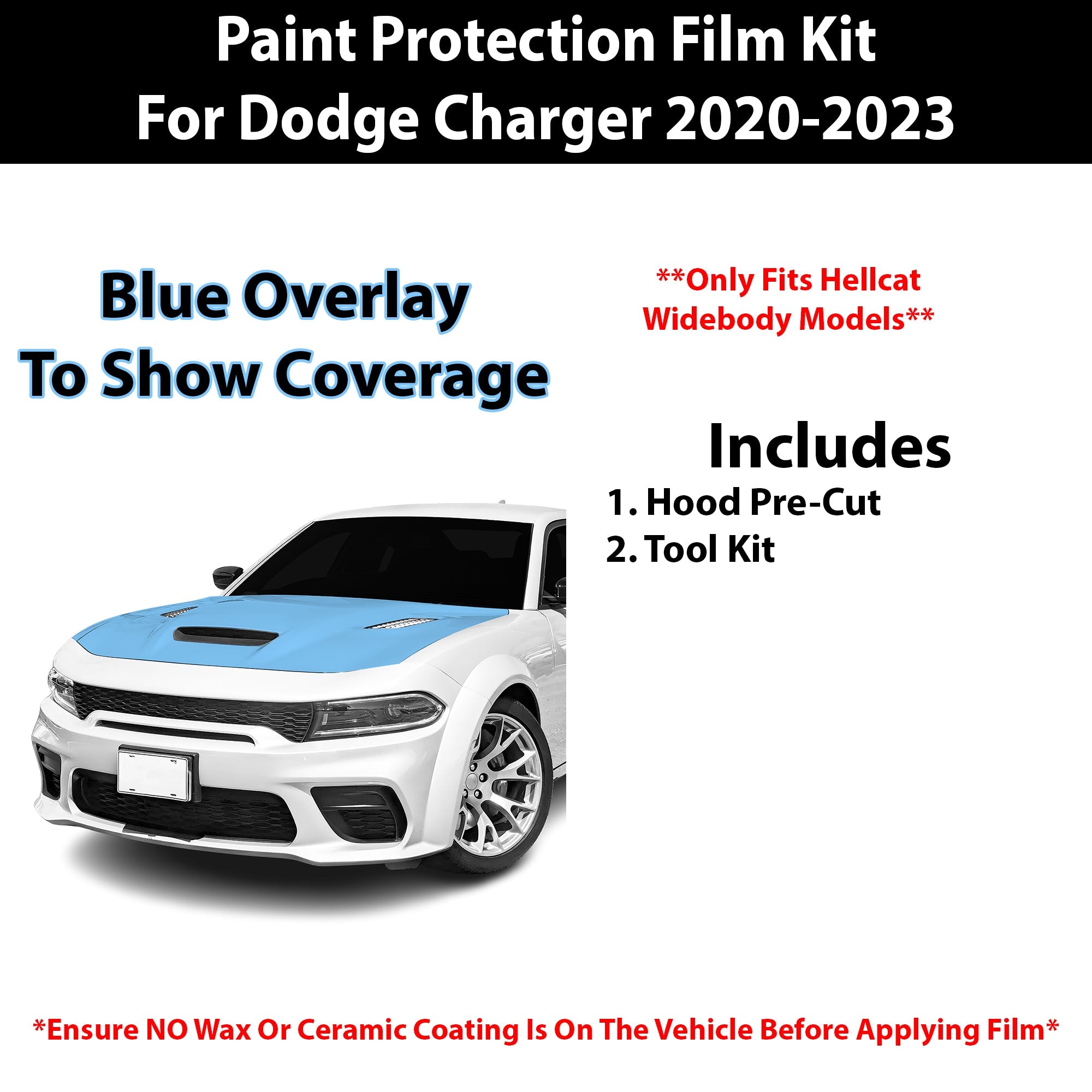 Fits Dodge Charger SRT 2020-2023 Precut Premium Paint Protection Film Clear Bra PPF Decal Film Kit