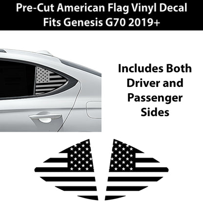 Fits Genesis G70 2019-2025 Quarter Window American Flag Vinyl Decal Stickers