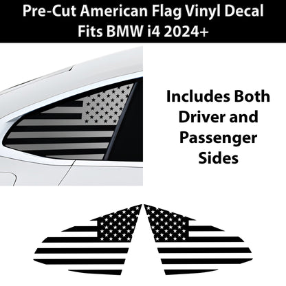 Fits BMW i4 2022-2025 Quarter Window American Flag Vinyl Decal Stickers