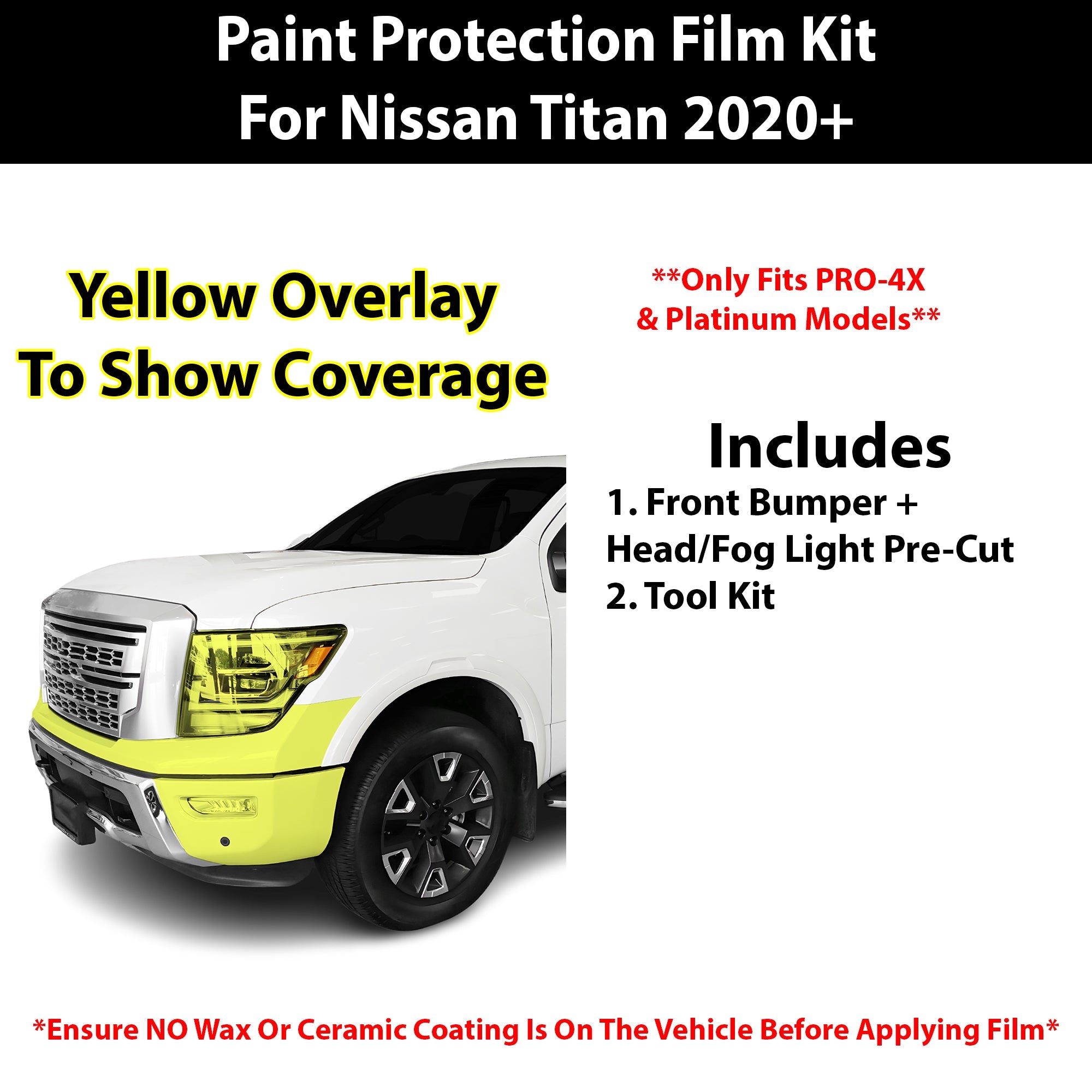 Fits Nissan Titan (Pro-4X & Platinum) 2020+ Precut Premium Paint Protection Film Clear Bra PPF Decal Film Kit Cover