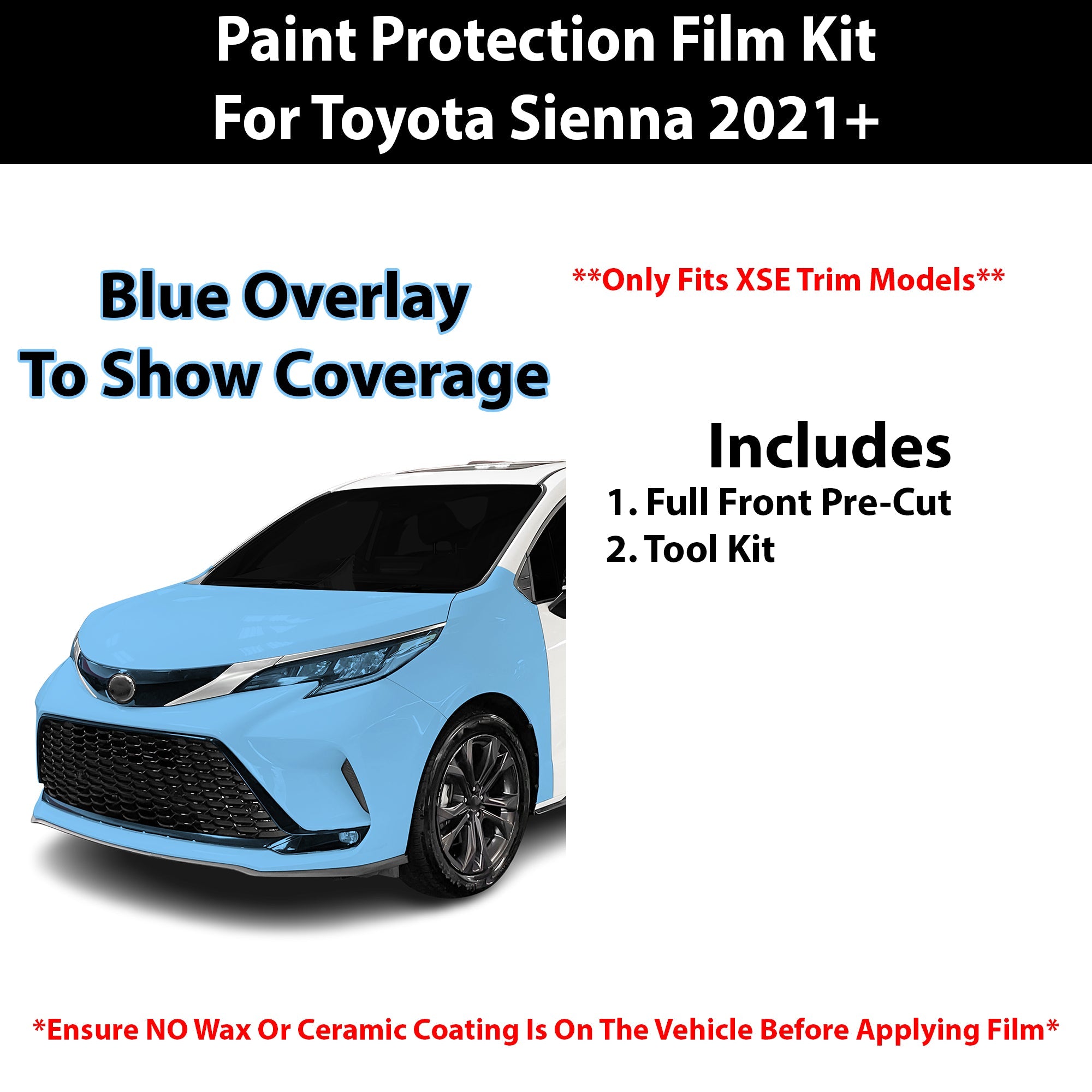 Fits Toyota Sienna (XSE) 2021+ Precut Premium Paint Protection Film Clear Bra PPF Decal Film Kit Cover