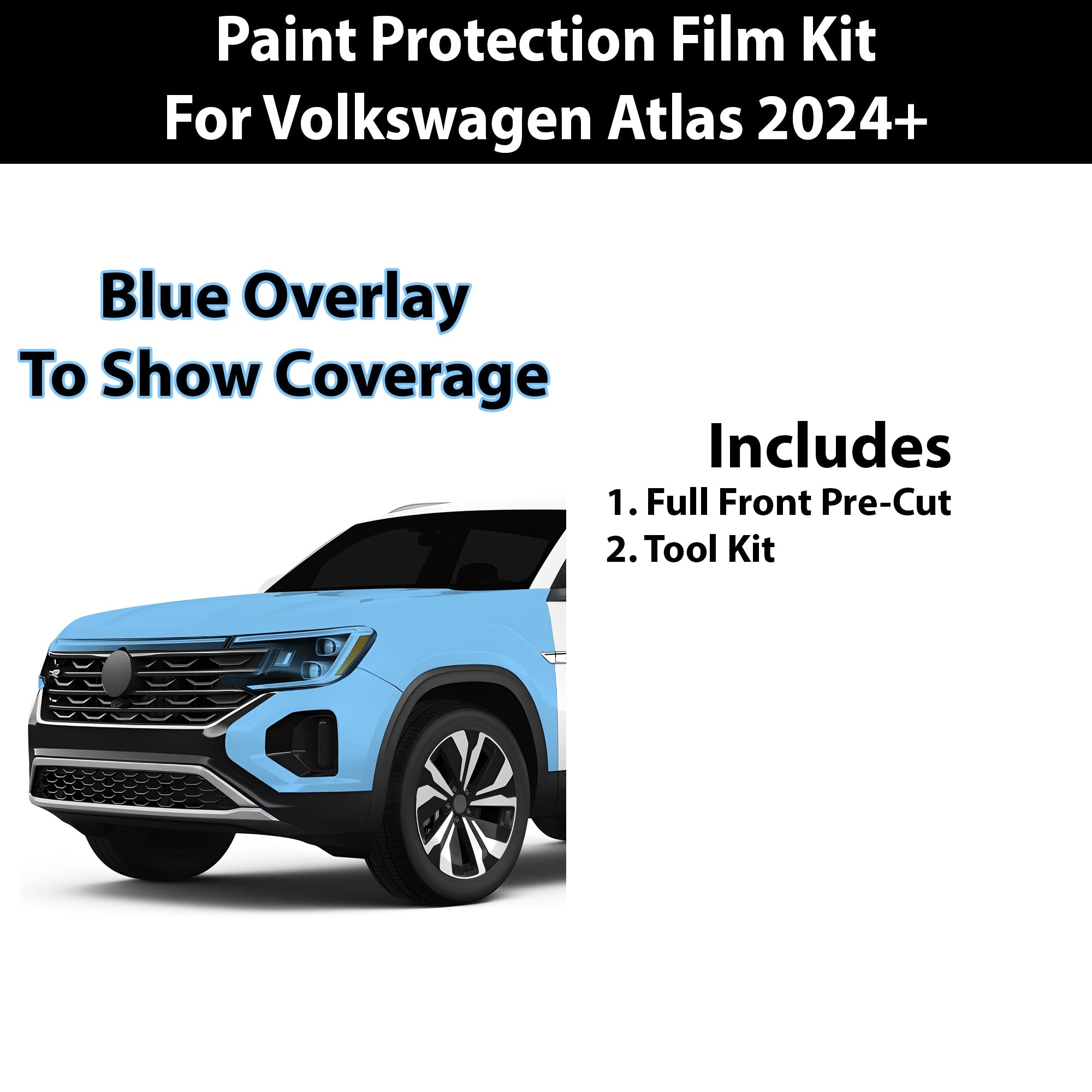 Precut Premium Paint Protection Film Clear Bra PPF Decal Film Kit Cover Fits Volkswagen Atlas 2024 2025 - 0