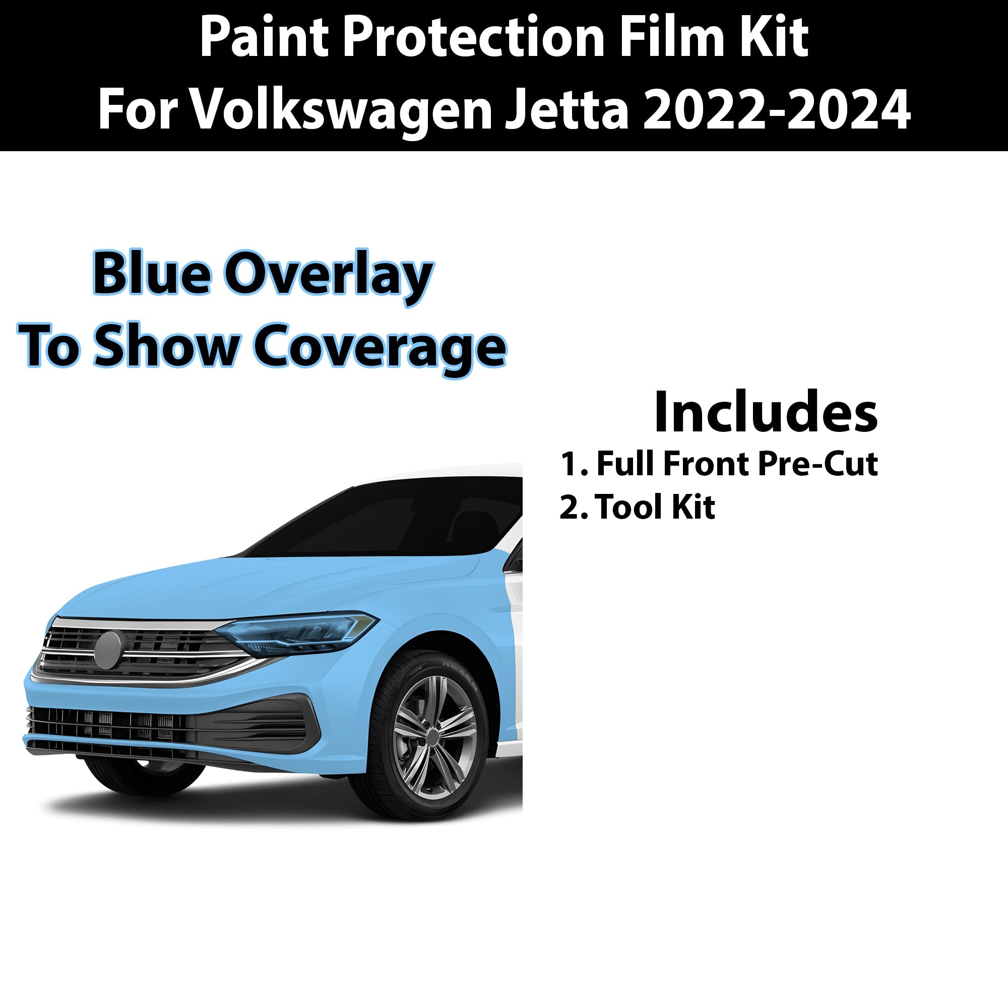 Precut Premium Paint Protection Film Clear Bra PPF Decal Film Kit Cover Fits Volkswagen Jetta 2022-2024 - 0