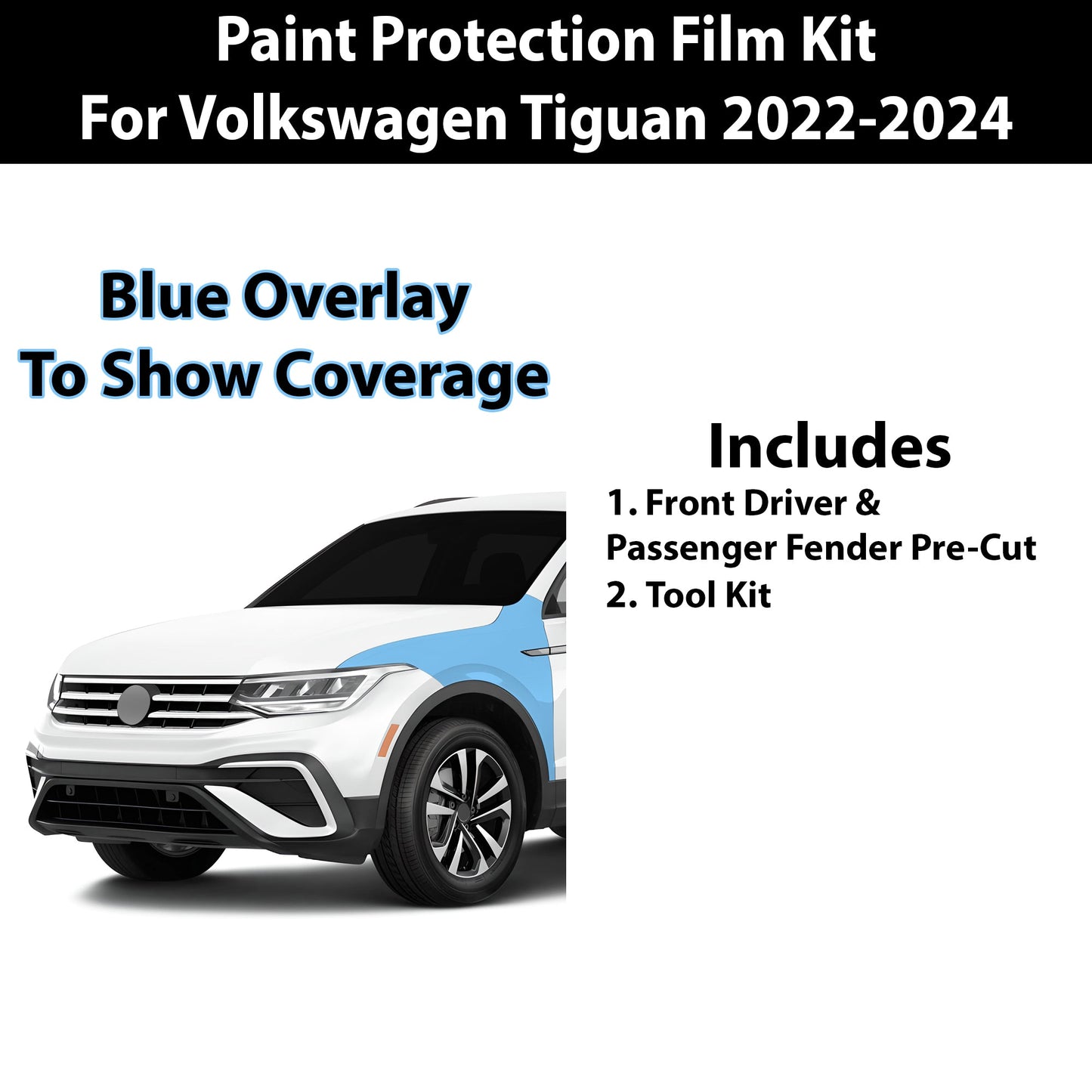 Precut Premium Paint Protection Film Clear Bra PPF Decal Film Kit Cover Fits Volkswagen Tiguan 2022-2024