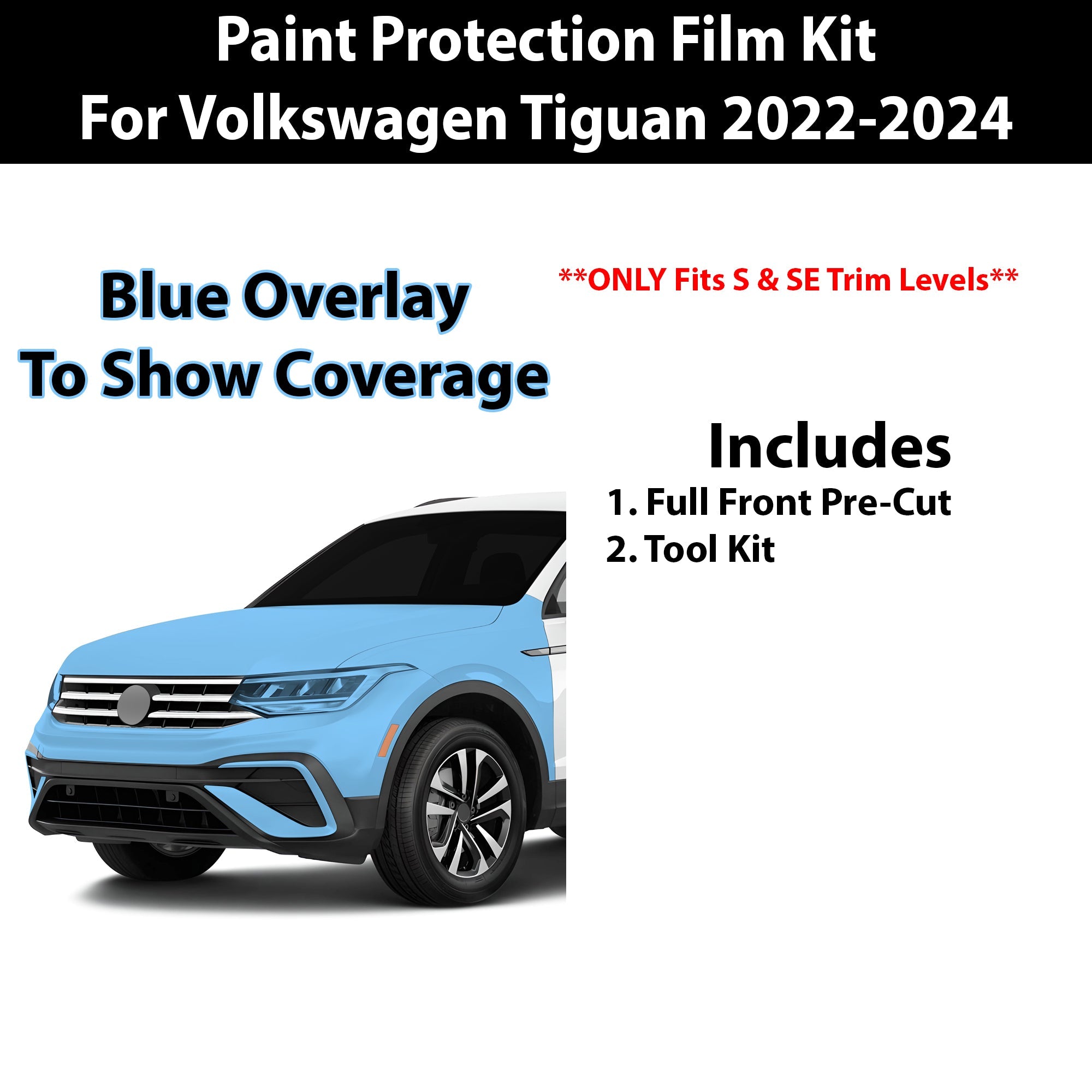 Precut Premium Paint Protection Film Clear Bra PPF Decal Film Kit Cover Fits Volkswagen Tiguan 2022-2024 - 0