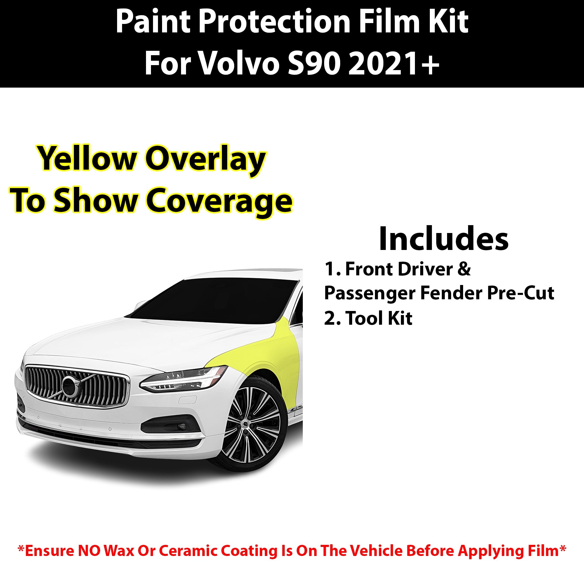 Fits Volvo S90 (Inscription & Plus & Ultimate) 2021+ Precut Premium Paint Protection Film Clear Bra PPF Decal Film Kit Cover