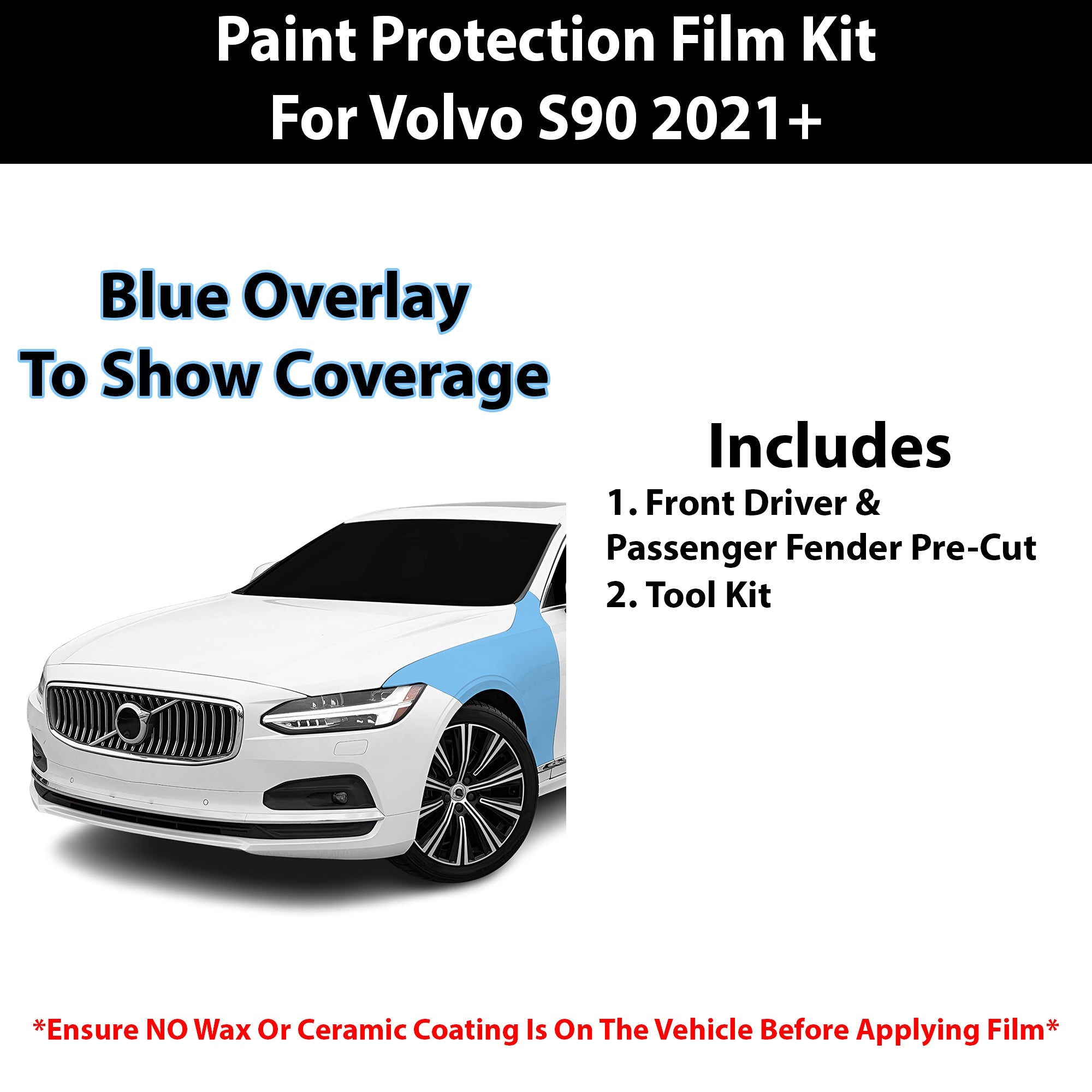 Fits Volvo S90 (Inscription & Plus & Ultimate) 2021+ Precut Premium Paint Protection Film Clear Bra PPF Decal Film Kit Cover
