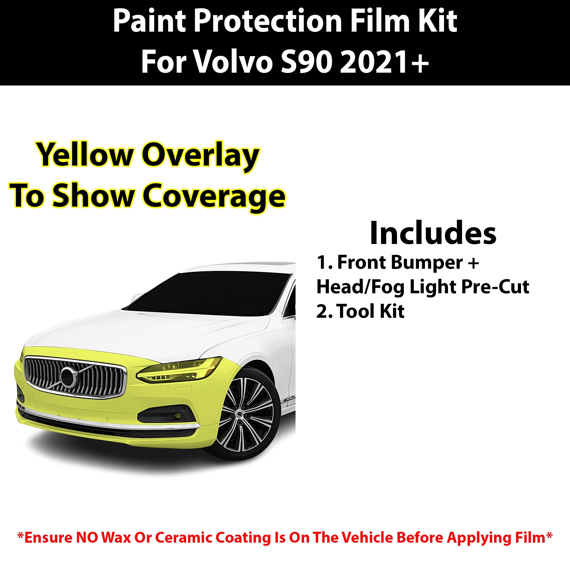 Fits Volvo S90 (Inscription & Plus & Ultimate) 2021+ Precut Premium Paint Protection Film Clear Bra PPF Decal Film Kit Cover