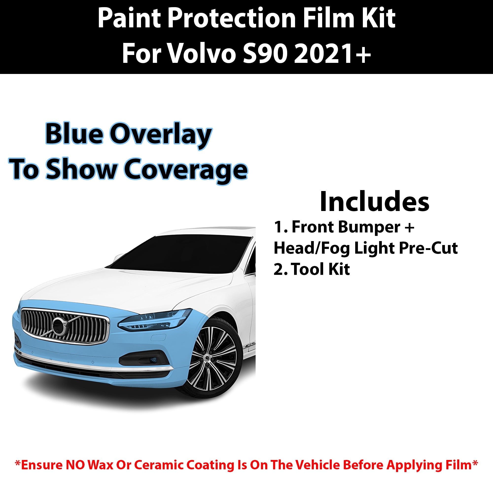 Fits Volvo S90 (Inscription & Plus & Ultimate) 2021+ Precut Premium Paint Protection Film Clear Bra PPF Decal Film Kit Cover