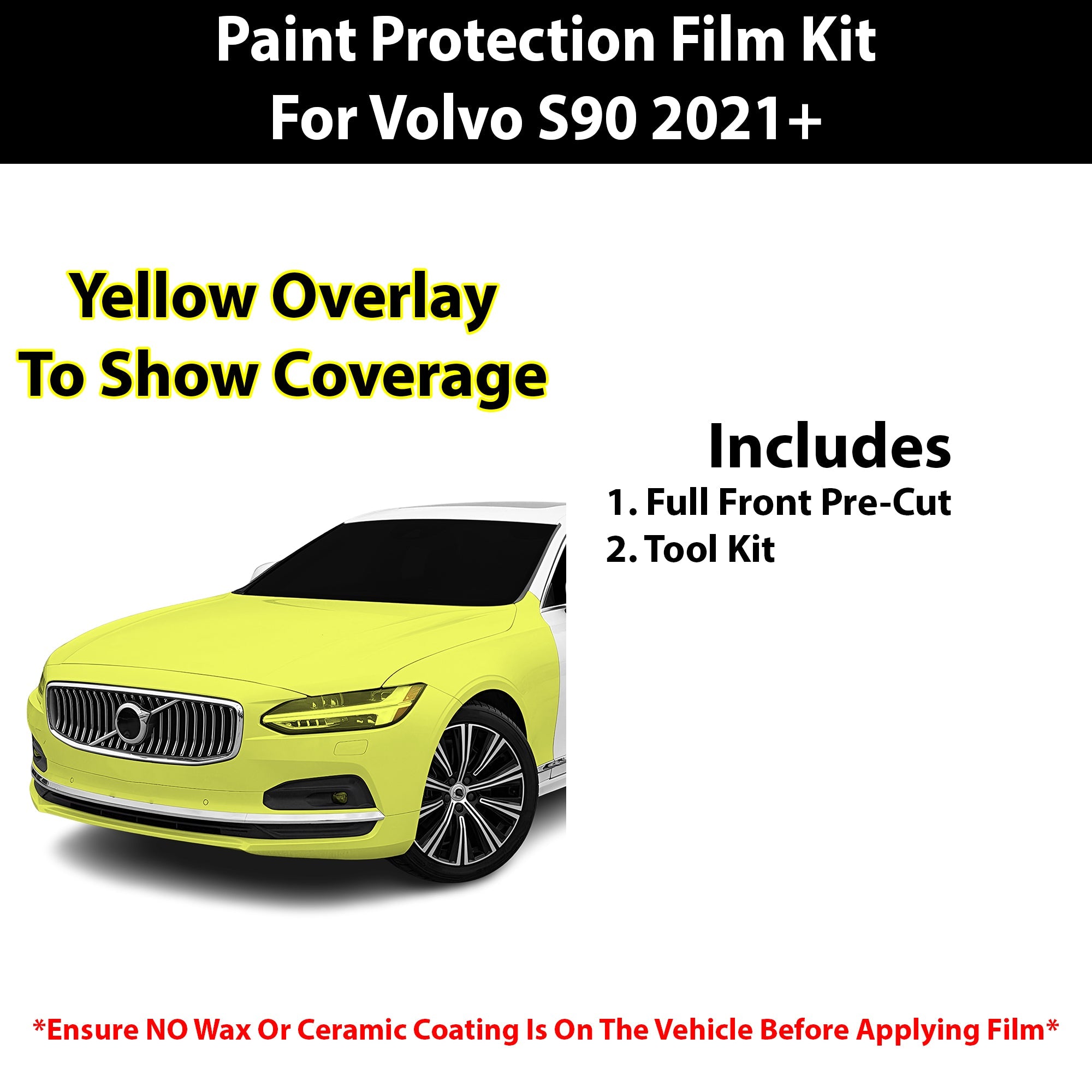 Fits Volvo S90 (Inscription & Plus & Ultimate) 2021+ Precut Premium Paint Protection Film Clear Bra PPF Decal Film Kit Cover