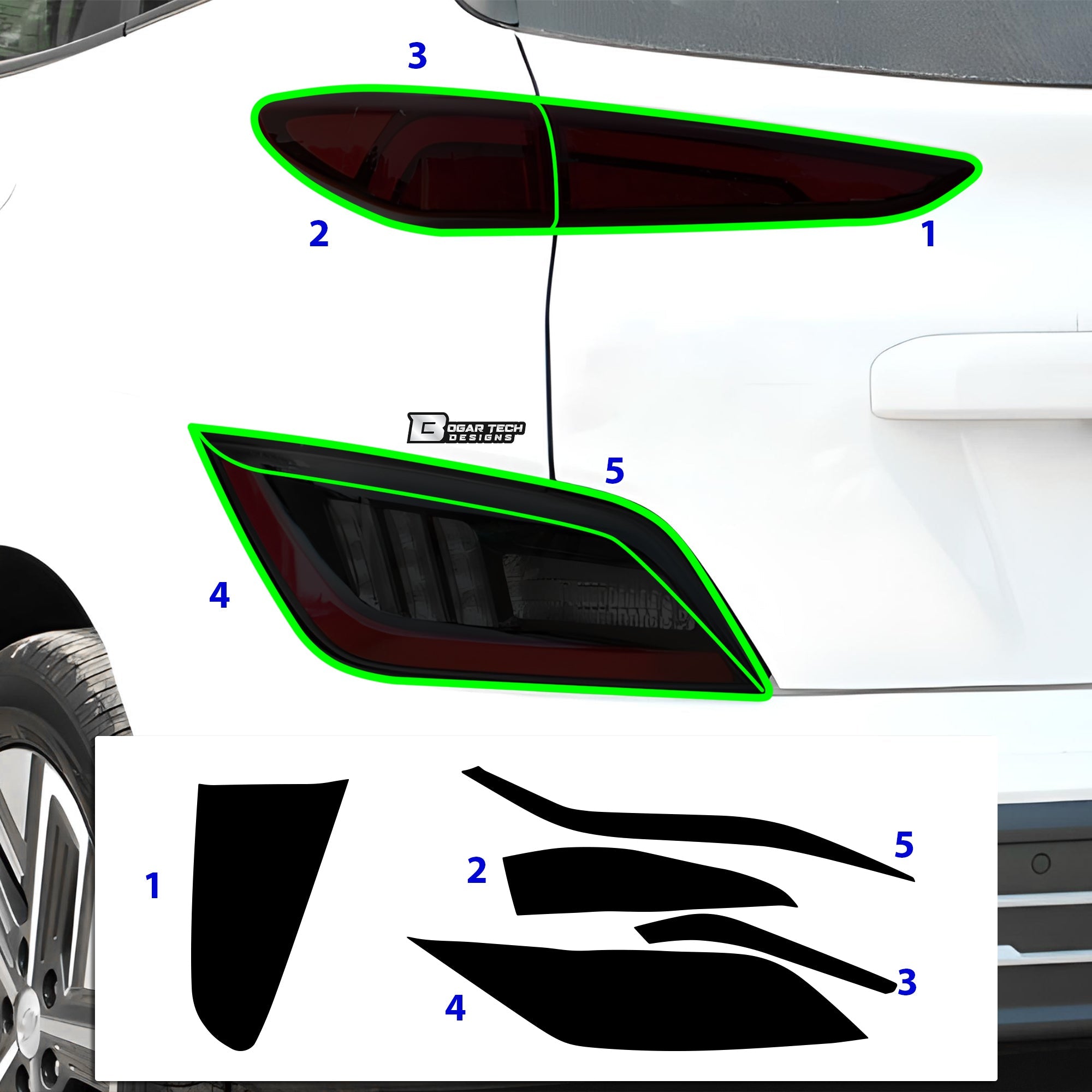 Full Headlight Taillight Precut Smoked PPF Tint Kit Film Overlay Fits Hyundai Kona Electric 2022-2023