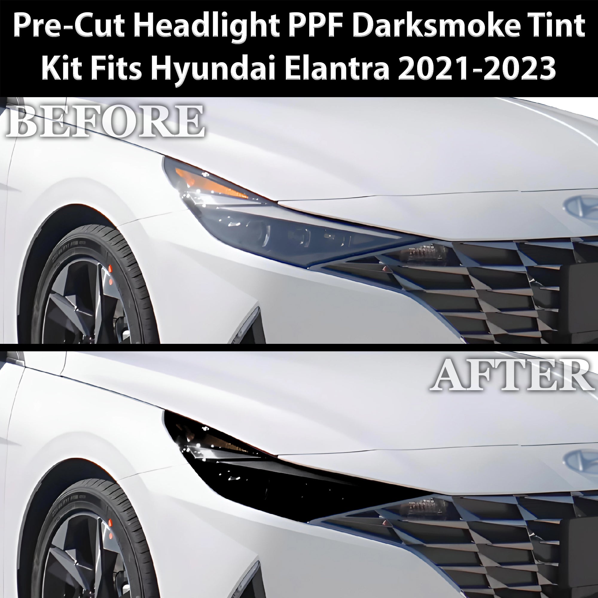 Full Headlight Taillight Precut Smoked PPF Tint Kit Film Overlay Fits Hyundai Elantra 2021-2025