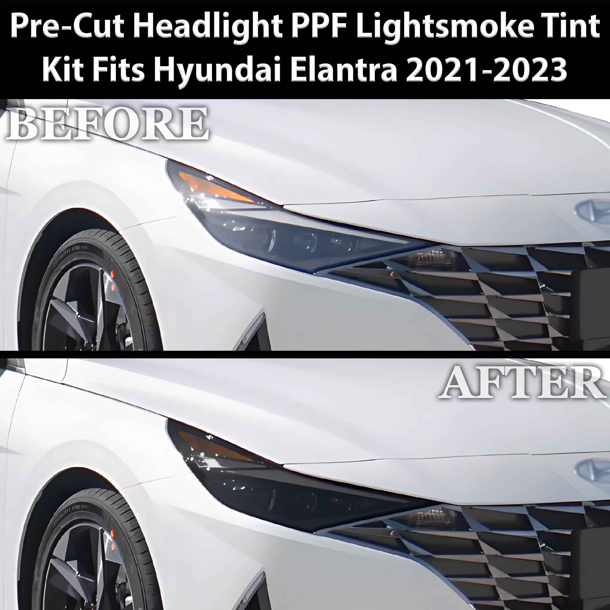 Full Headlight Taillight Precut Smoked PPF Tint Kit Film Overlay Fits Hyundai Elantra 2021-2025