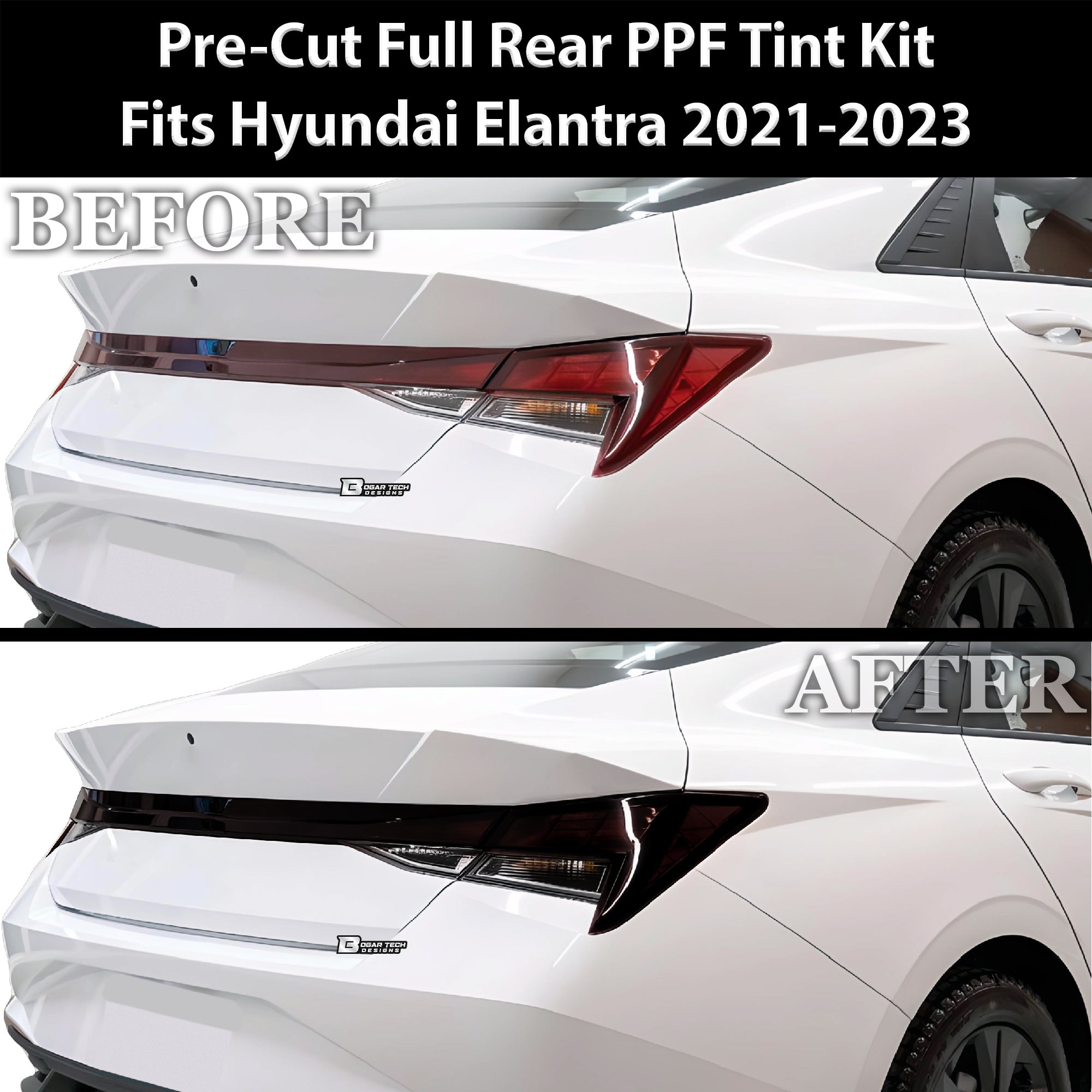 Full Headlight Taillight Precut Smoked PPF Tint Kit Film Overlay Fits Hyundai Elantra 2021-2025
