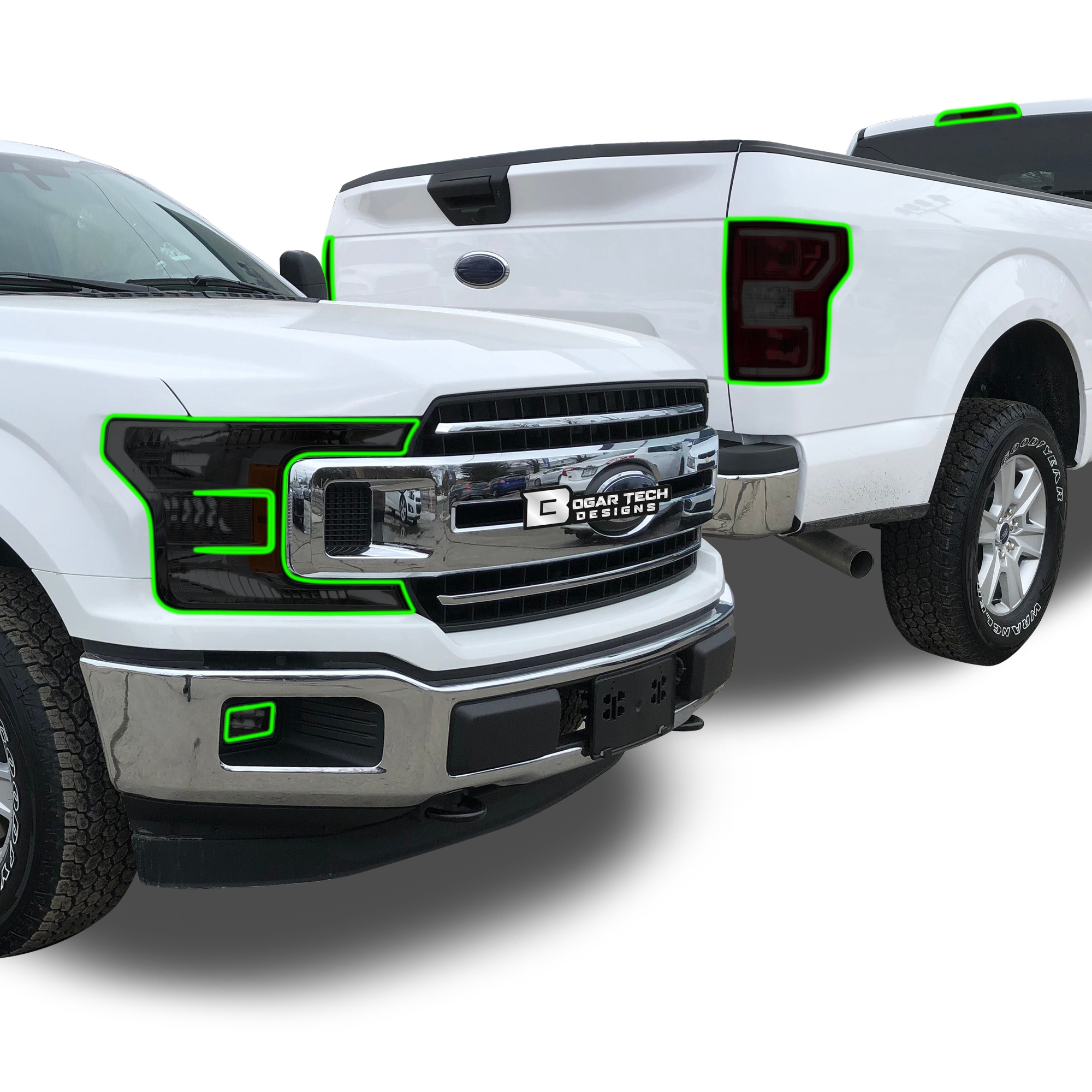 Complete Full Headlight Taillight Precut Film Overlay Tint Kit Fits Ford F150 2018-2020 - 0