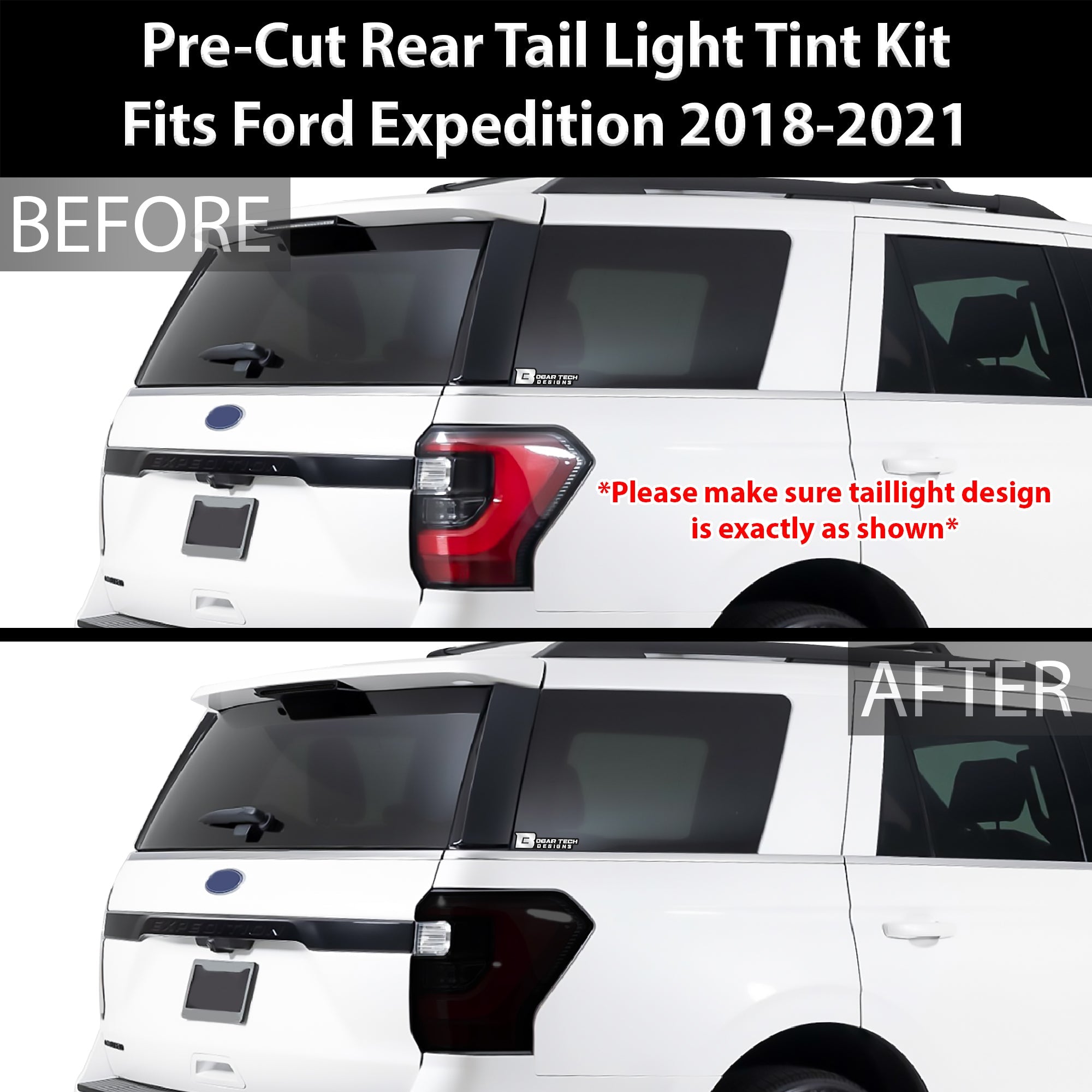 Full Headlight Taillight Precut Smoked Vinyl Tint Kit Film Overlay Fits Ford Expedition 2018-2021 - 0