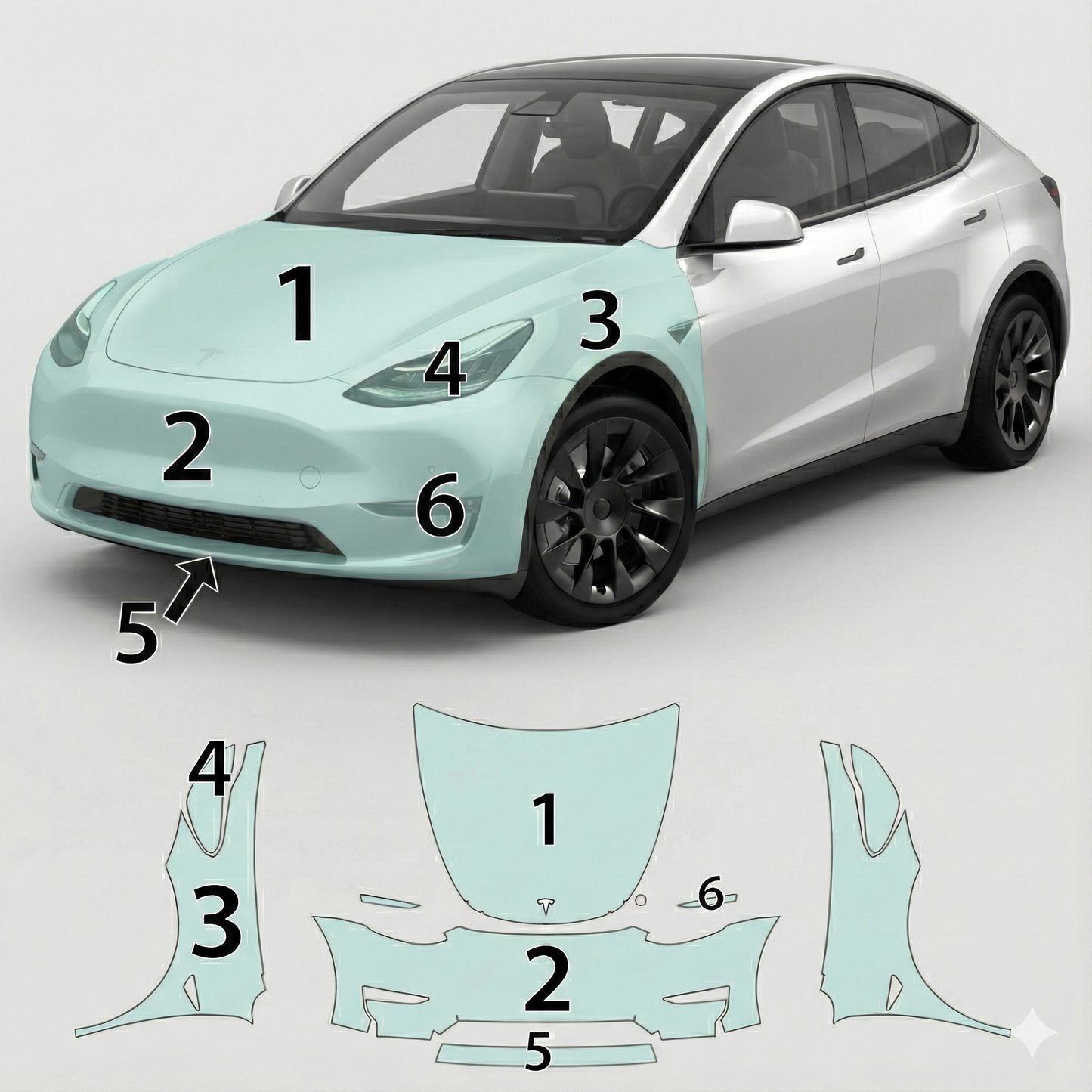Fits Tesla Model Y 2020-2024 Precut PPF Kit – Clear Bra Paint Protection Film for Hood, Bumper, Fenders & Lights