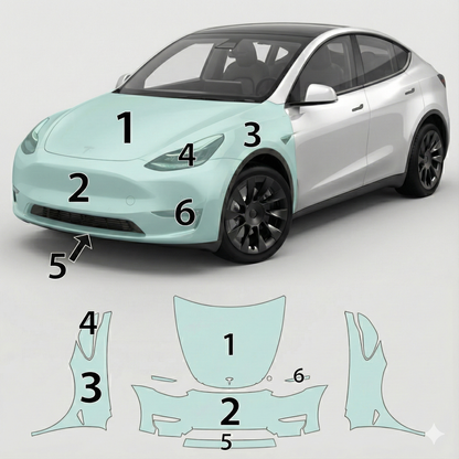 Fits Tesla Model Y 2020-2024 Precut PPF Kit – Clear Bra Paint Protection Film for Hood, Bumper, Fenders & Lights
