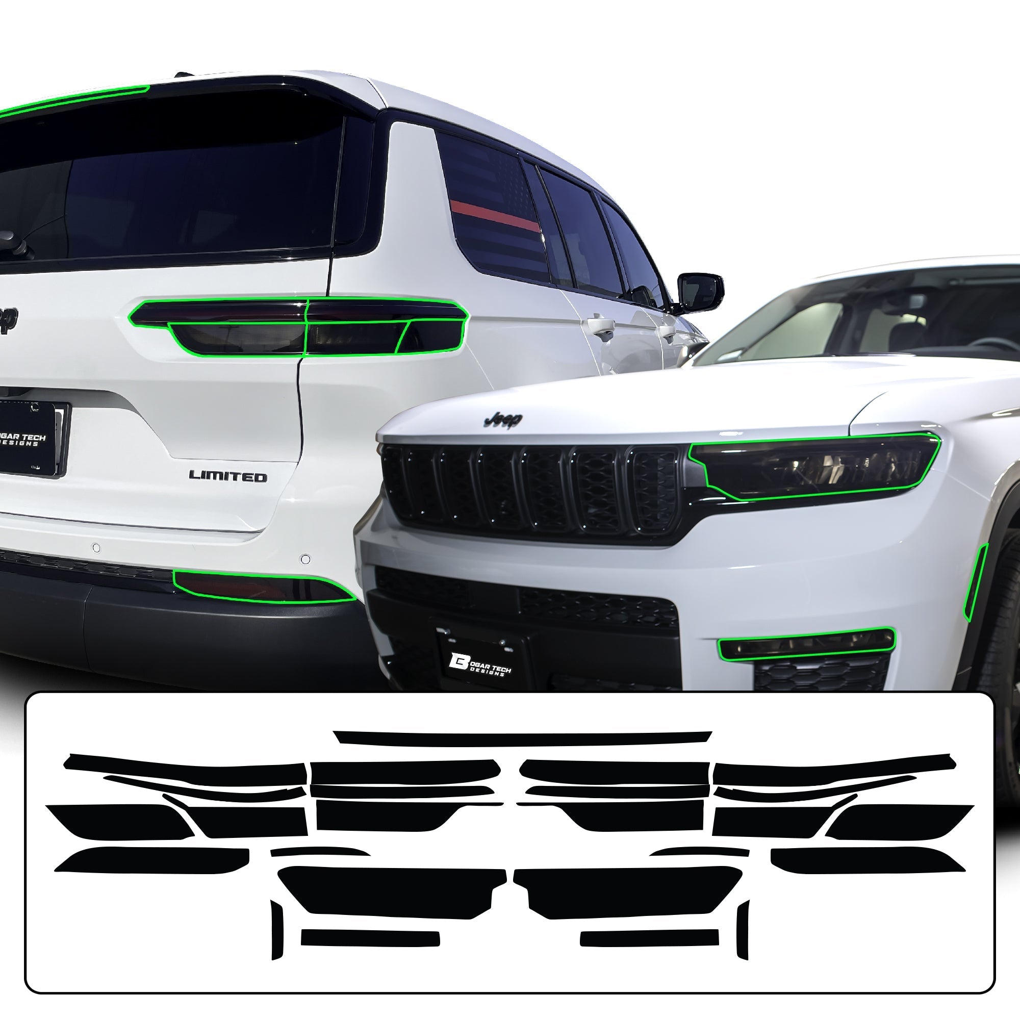 Headlight Taillight Precut Smoked PPF Tint Kit Film Overlay Fits Jeep Grand Cherokee 2022-2025