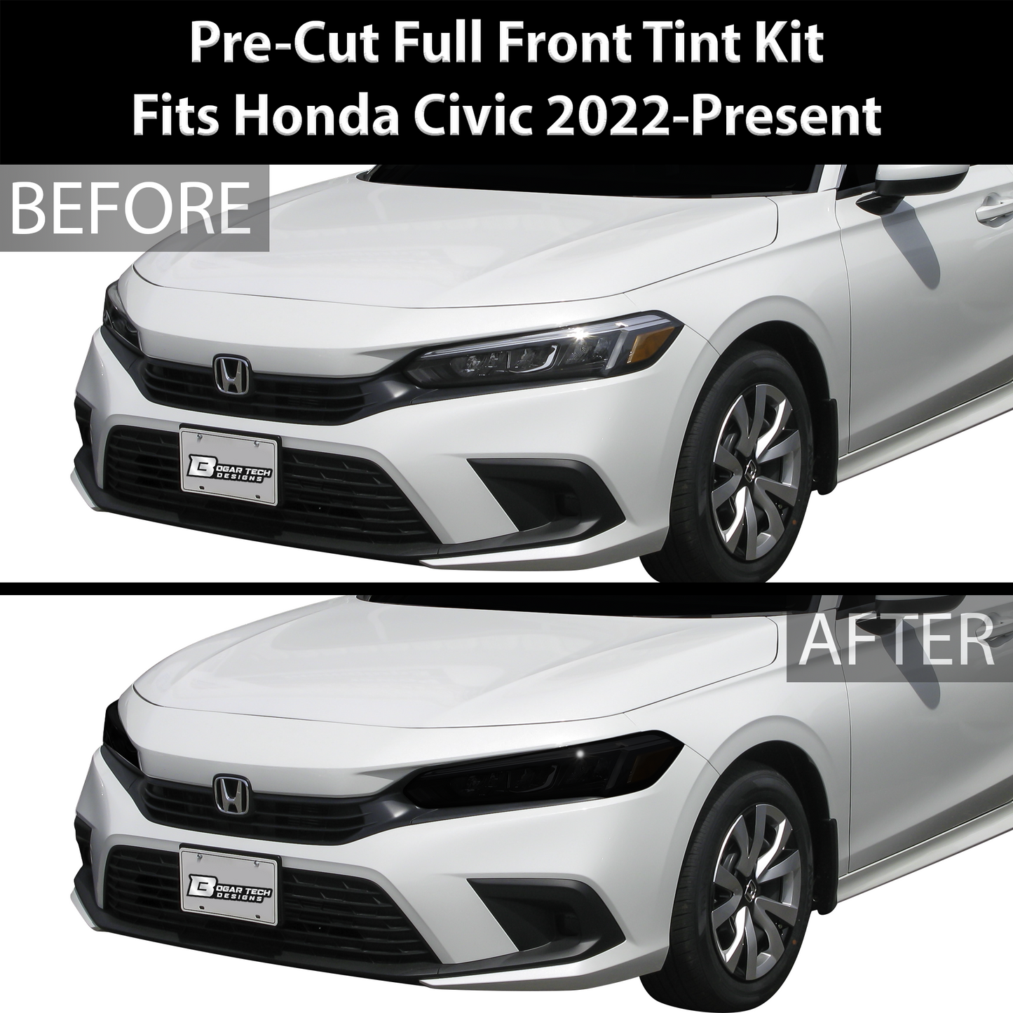 HeadLight Reverse Light Reflector Taillight Smoke Tint Overlay Fits Honda Civic Sedan Hatchback 2022-2025