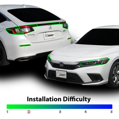 HeadLight Reverse Light Reflector Taillight Smoke Tint Overlay Fits Honda Civic Sedan Hatchback 2022-2025