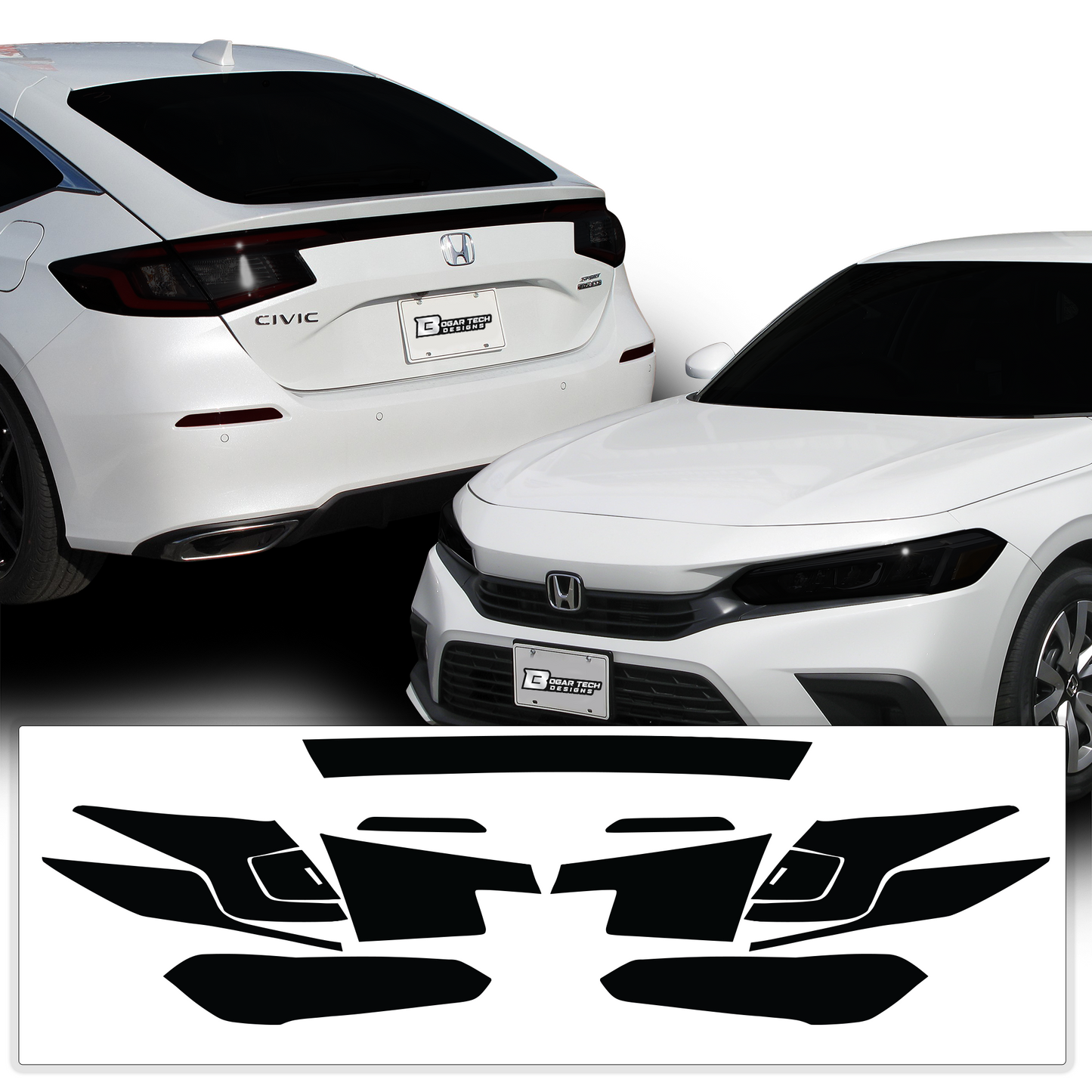 HeadLight Reverse Light Reflector Taillight Smoke Tint Overlay Fits Honda Civic Sedan Hatchback 2022-2025