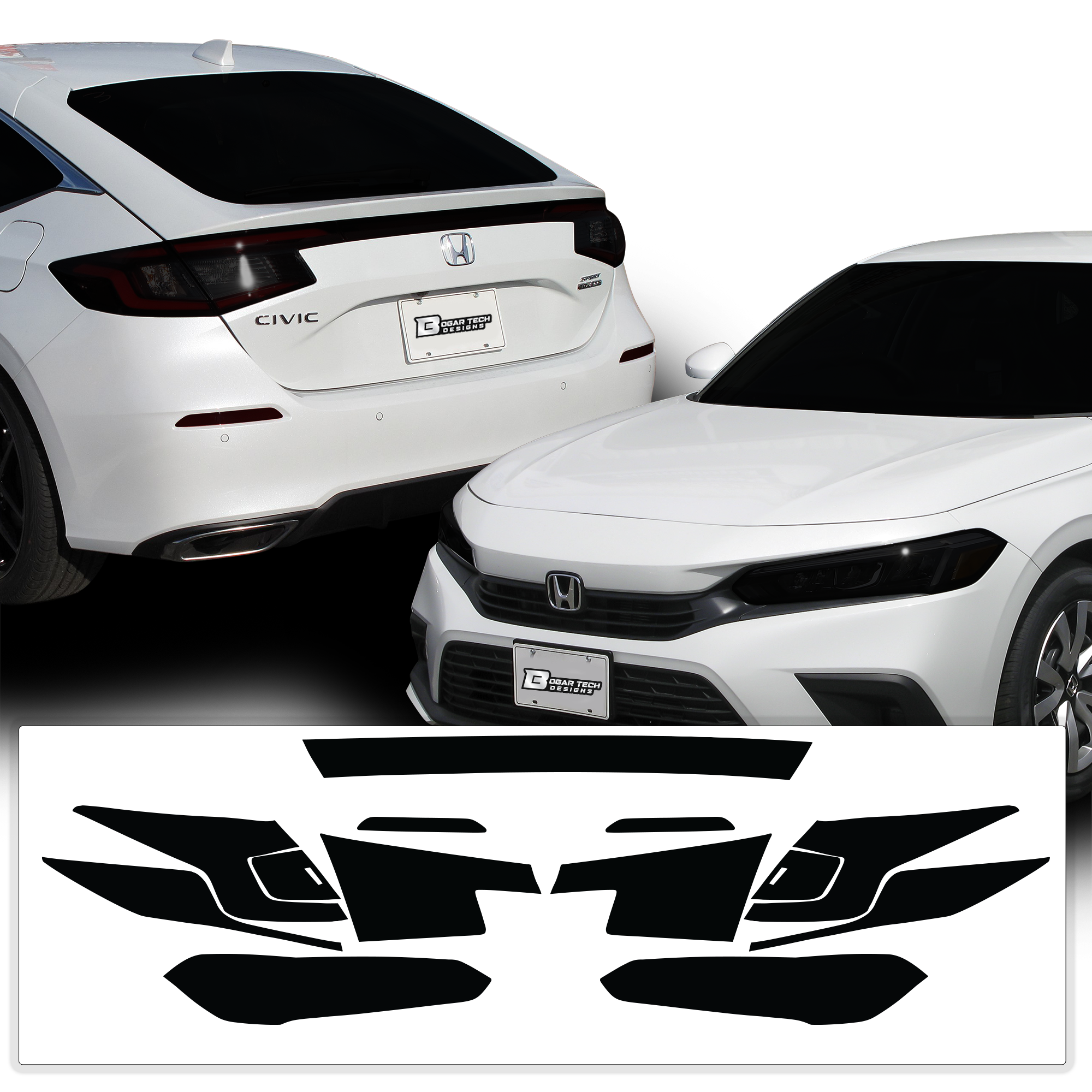 HeadLight Reverse Light Reflector Taillight Smoke Tint Overlay Fits Honda Civic Sedan Hatchback 2022-2025