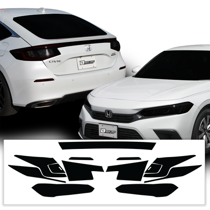 HeadLight Reverse Light Reflector Taillight Smoke Tint Overlay Fits Honda Civic Sedan Hatchback 2022-2025
