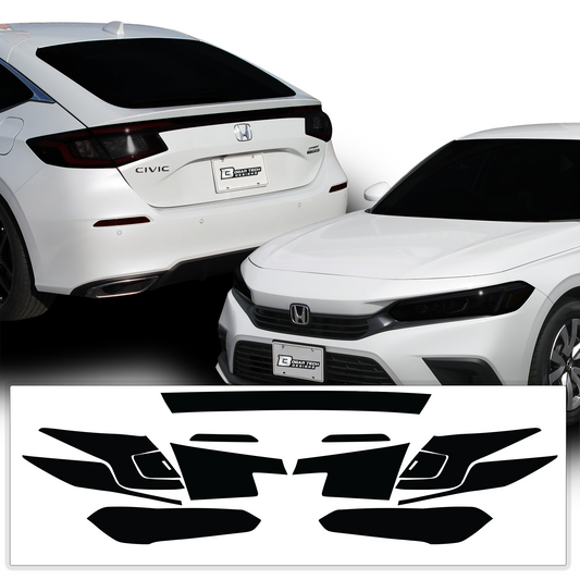 HeadLight Reverse Light Reflector Taillight Smoke Tint Overlay Fits Honda Civic Sedan Hatchback 2022-2025