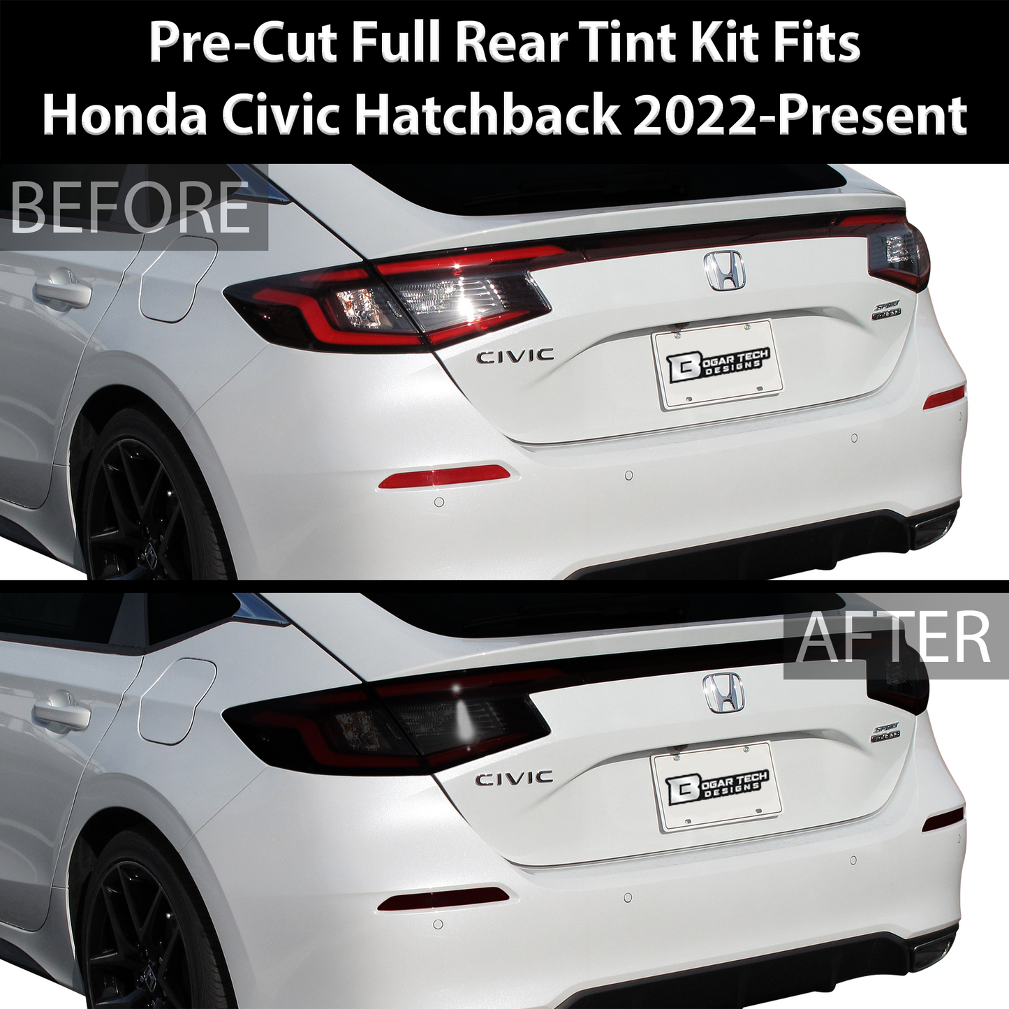 HeadLight Reverse Light Reflector Taillight Smoke Tint Overlay Fits Honda Civic Sedan Hatchback 2022-2025