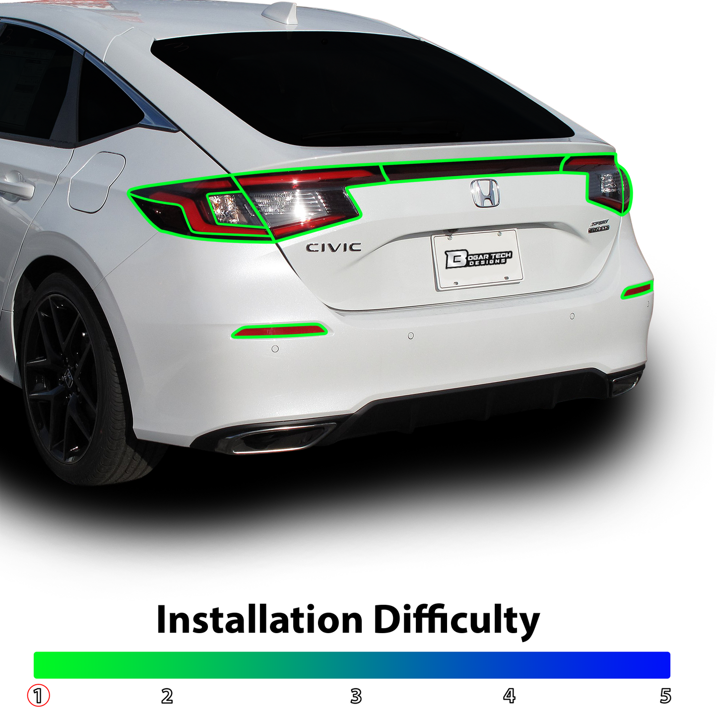 HeadLight Reverse Light Reflector Taillight Smoke Tint Overlay Fits Honda Civic Sedan Hatchback 2022-2025