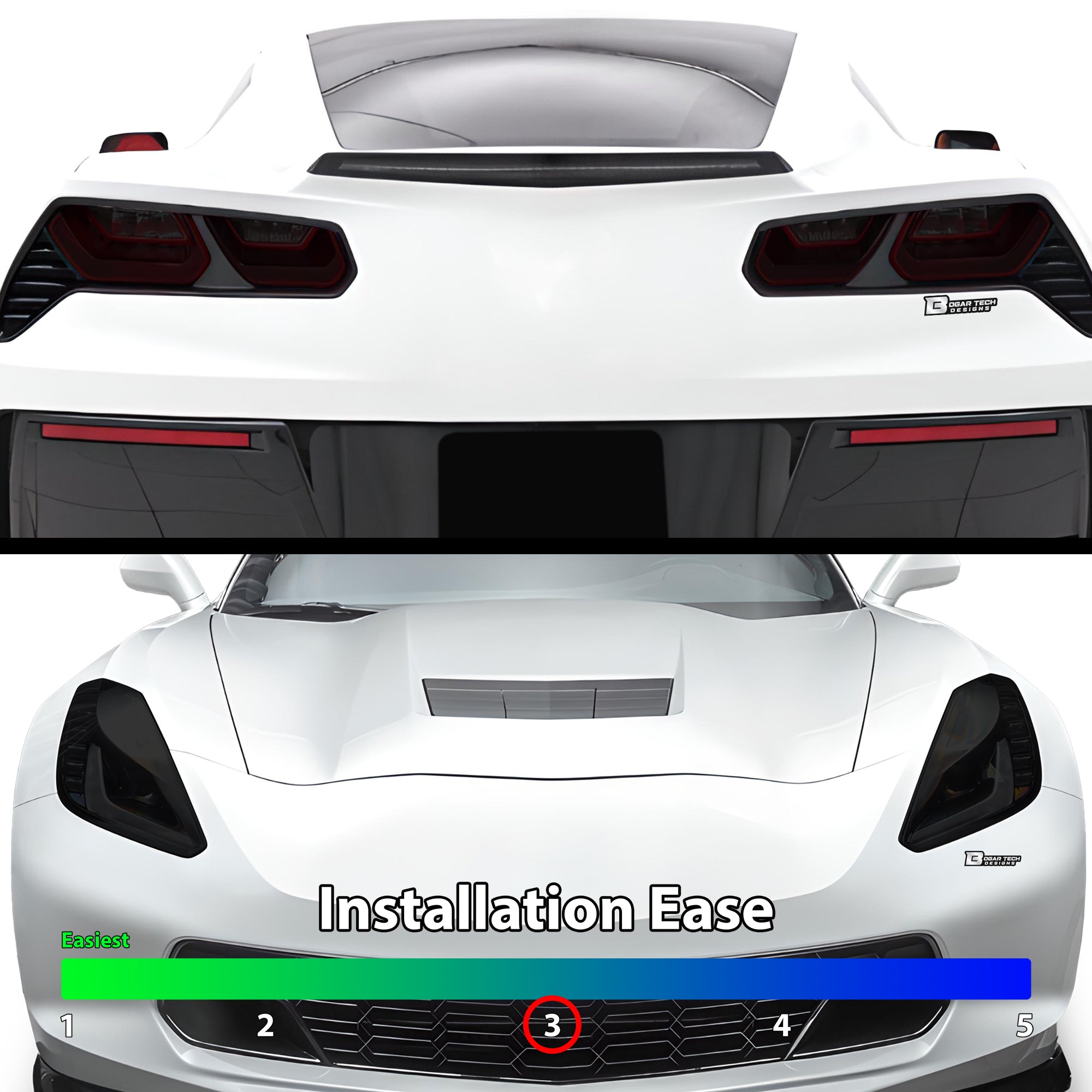 Full Headlight Taillight Precut Smoked PPF Tint Kit Film Overlay Fits Chevy Corvette C7 2014-2019 - 0