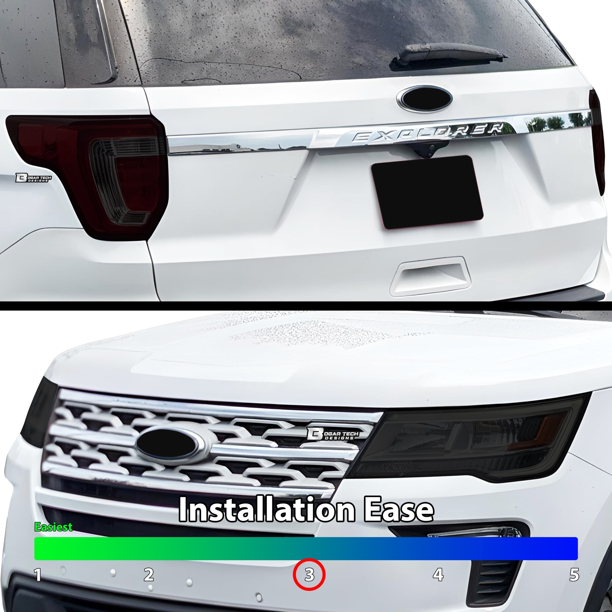 Full Headlight Taillight Precut Smoked PPF Tint Kit Film Overlay Fits Ford Explorer 2016-2019 - 0