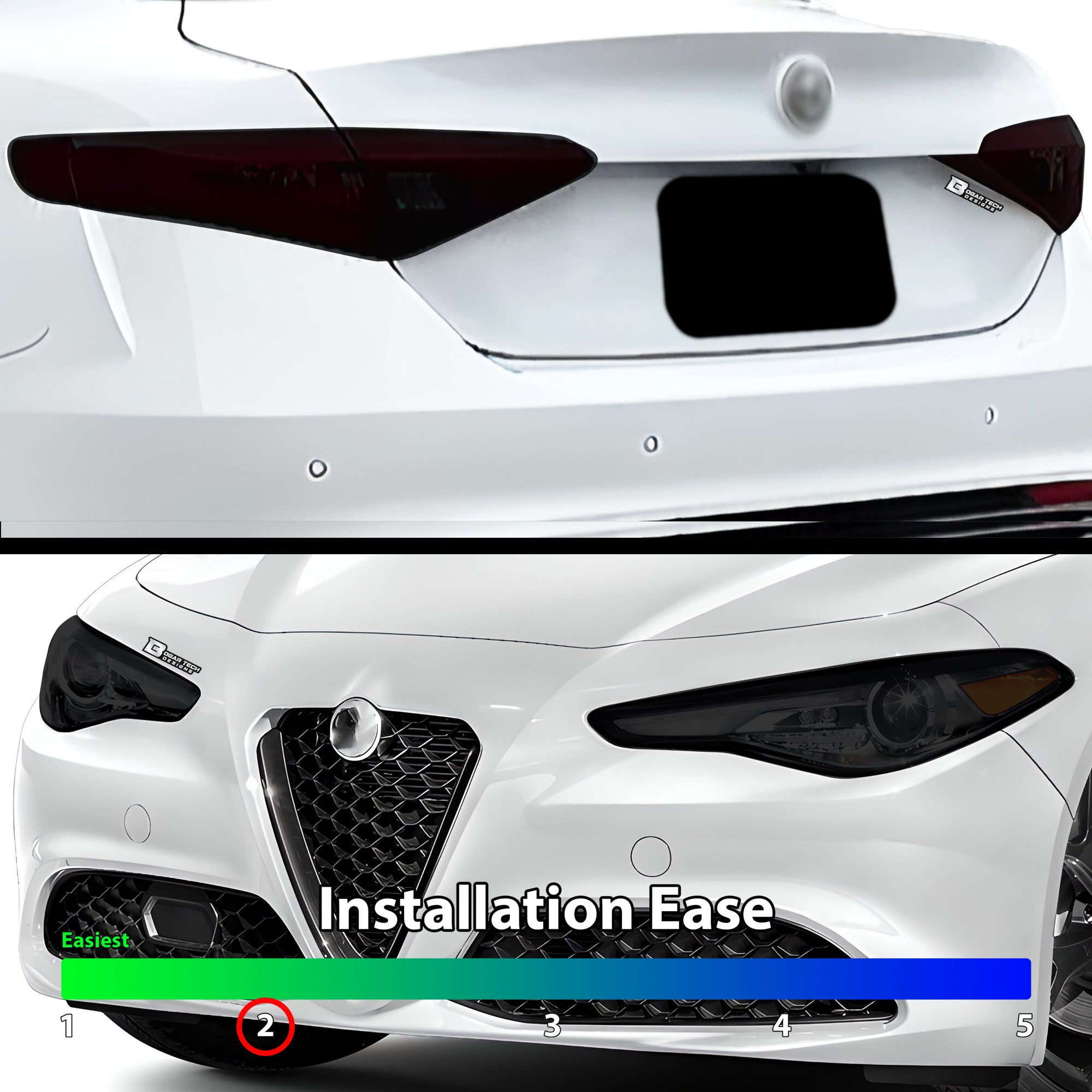 Full Headlight Taillight Precut Smoked PPF Tint Kit Film Overlay Fits Alfa Rome Giulia 2016-2025 - 0