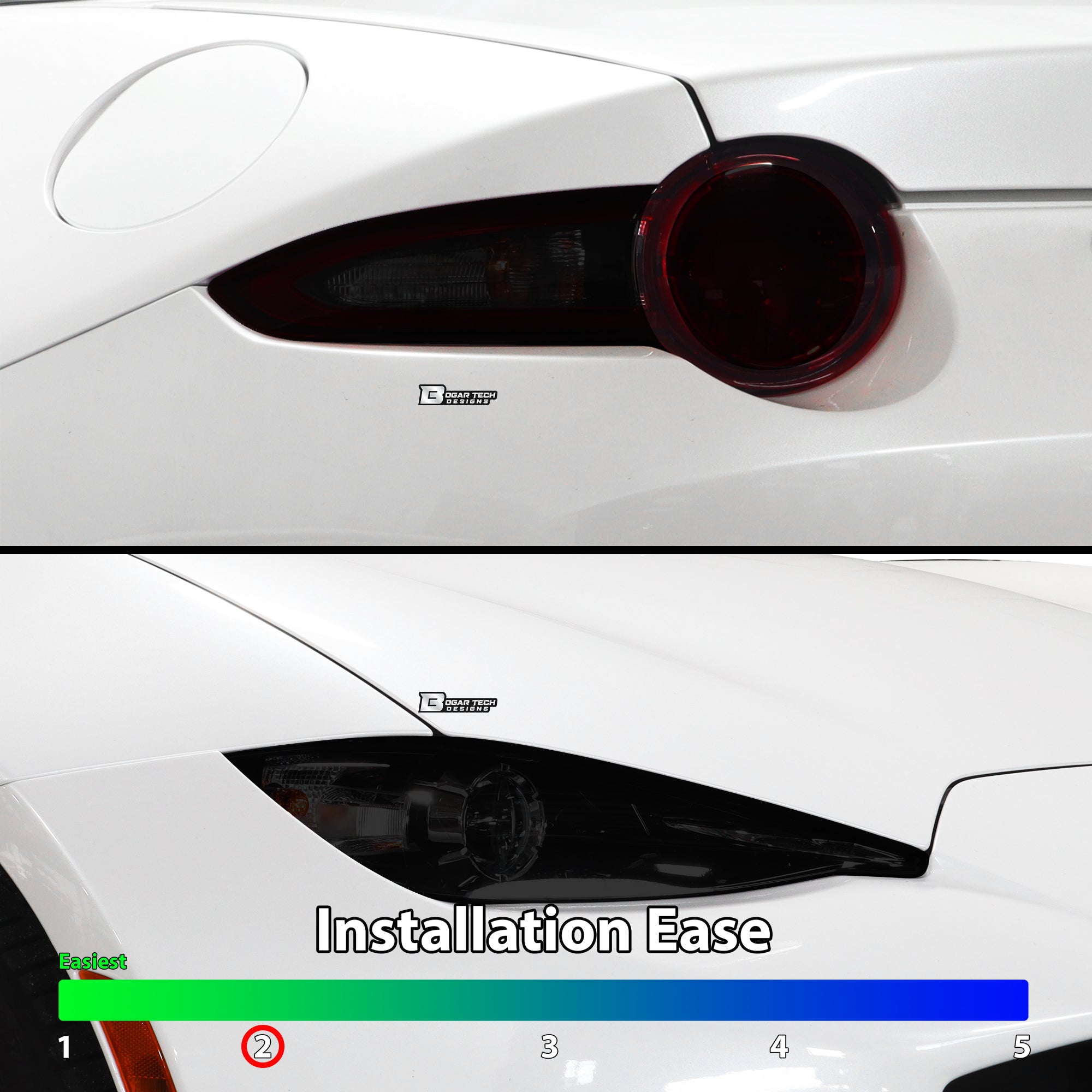 Full Headlight Taillight Precut Smoked PPF Tint Kit Film Overlay Fits Mazda Miata 2016-2025