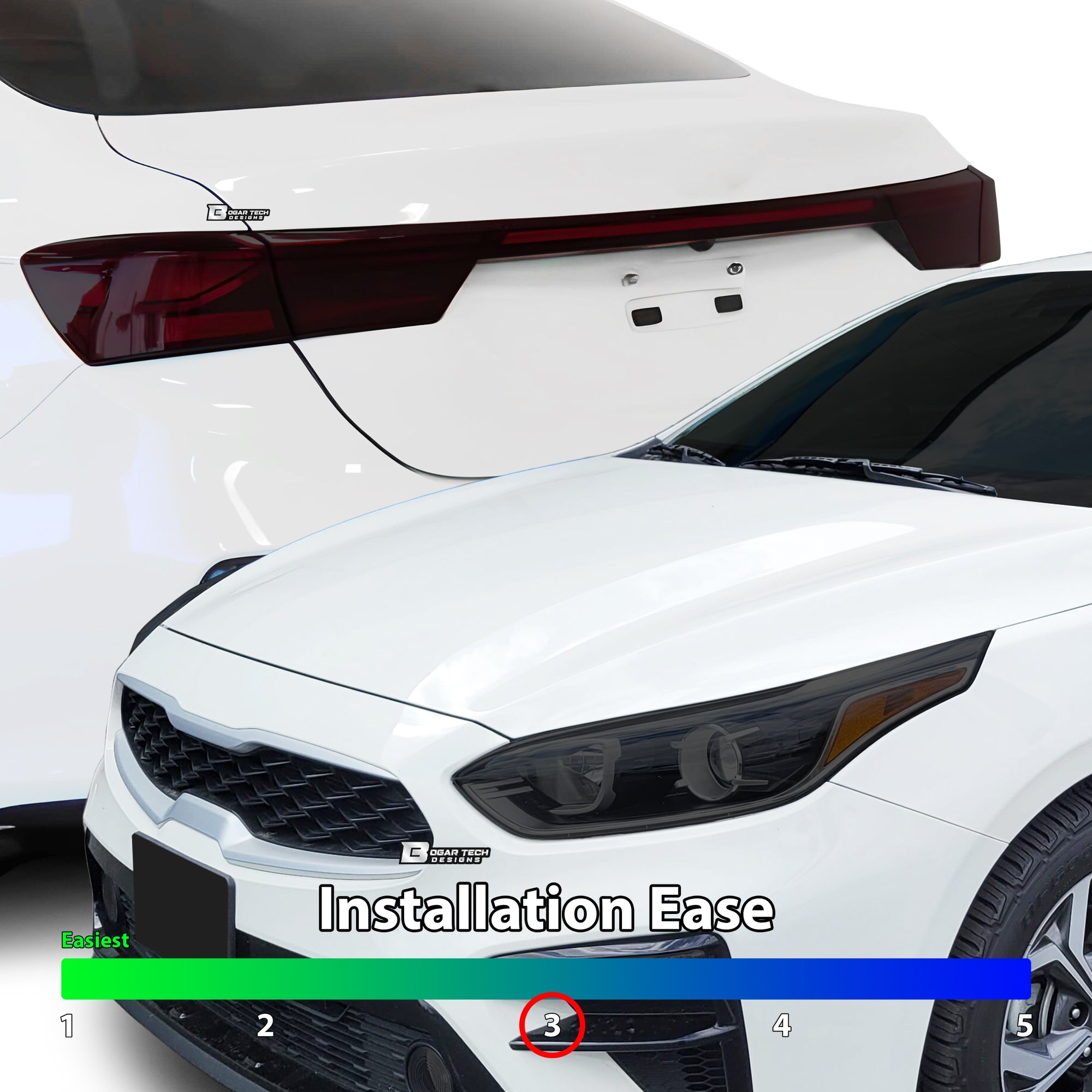 Full Headlight Taillight Precut Smoked PPF Tint Kit Film Overlay Fits Kia Forte 2019-2021 - 0