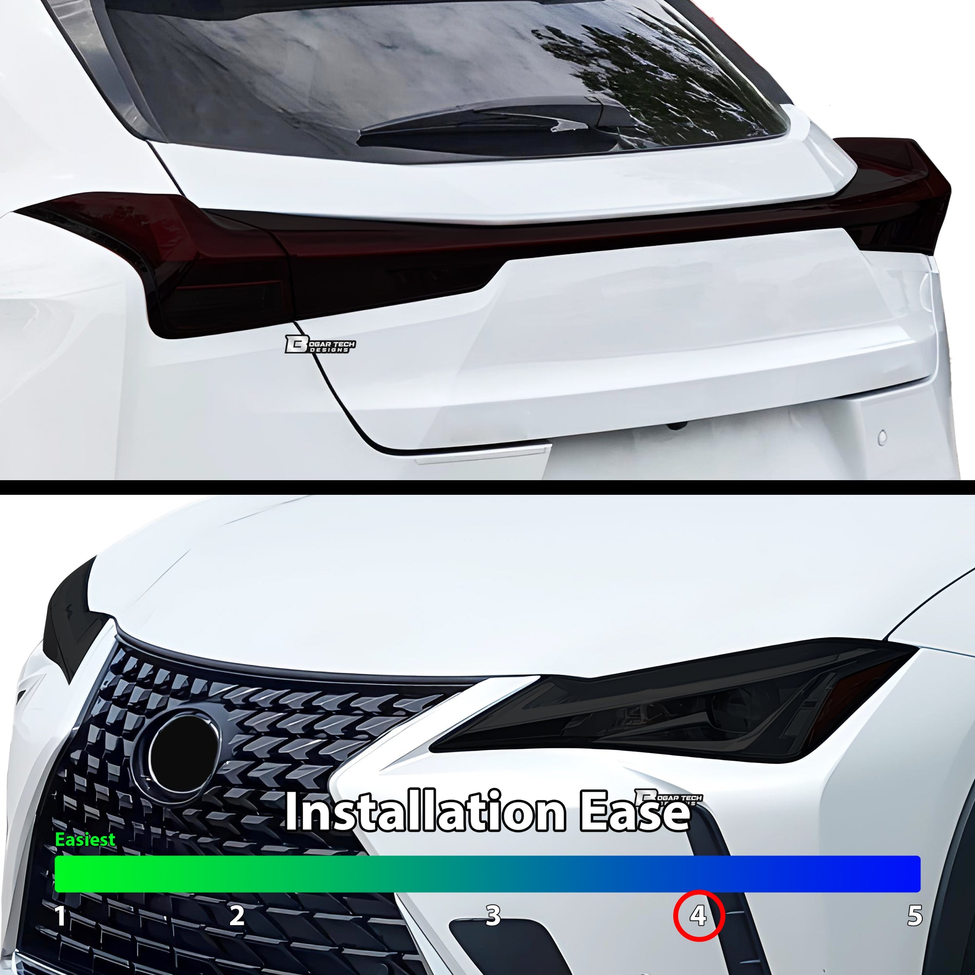 Full Headlight Taillight Precut Smoked PPF Tint Kit Film Overlay Fits Lexus UX 2019-2025 - 0