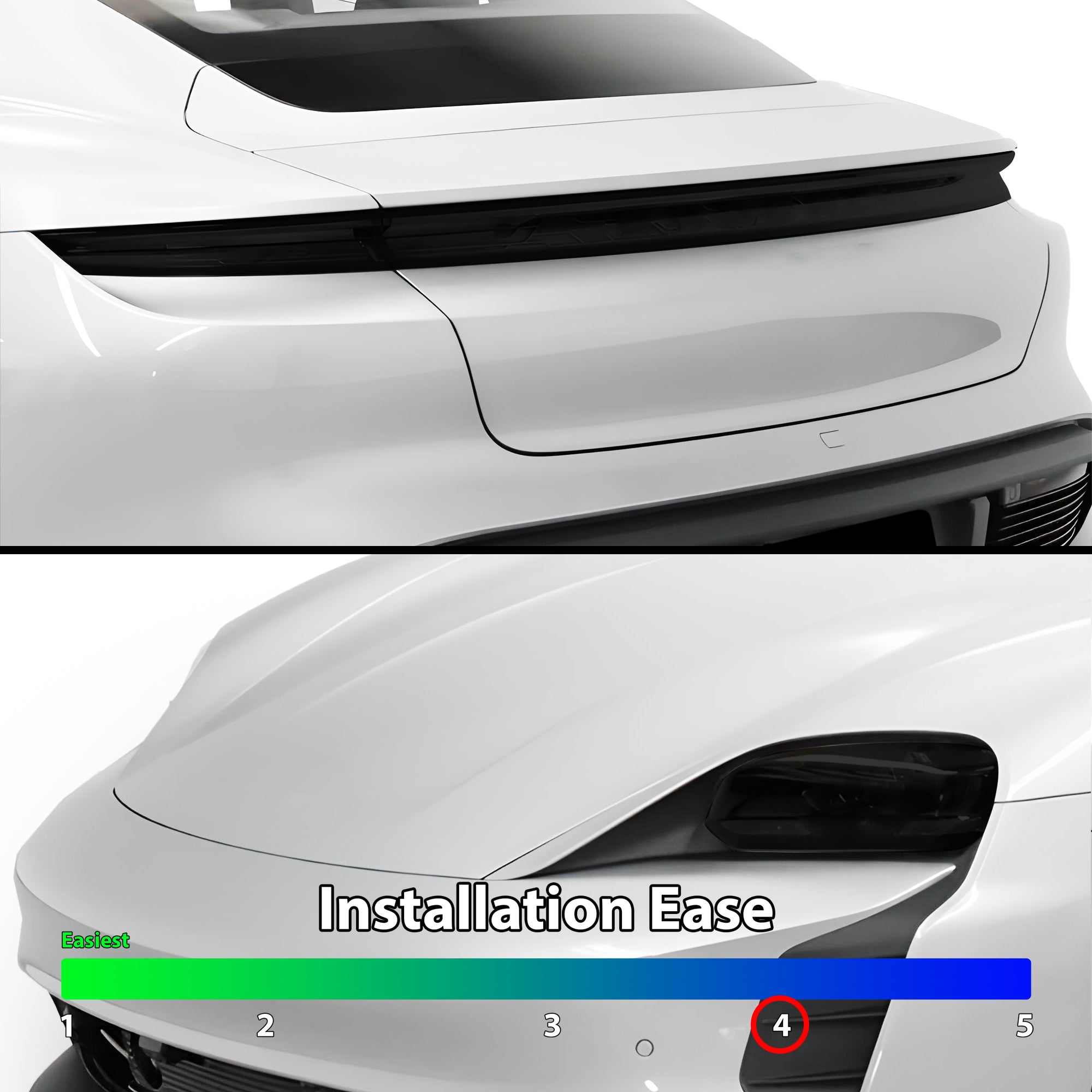 Full Headlight Taillight Precut Smoked PPF Tint Kit Film Overlay Fits Porsche Taycan 2020-2025